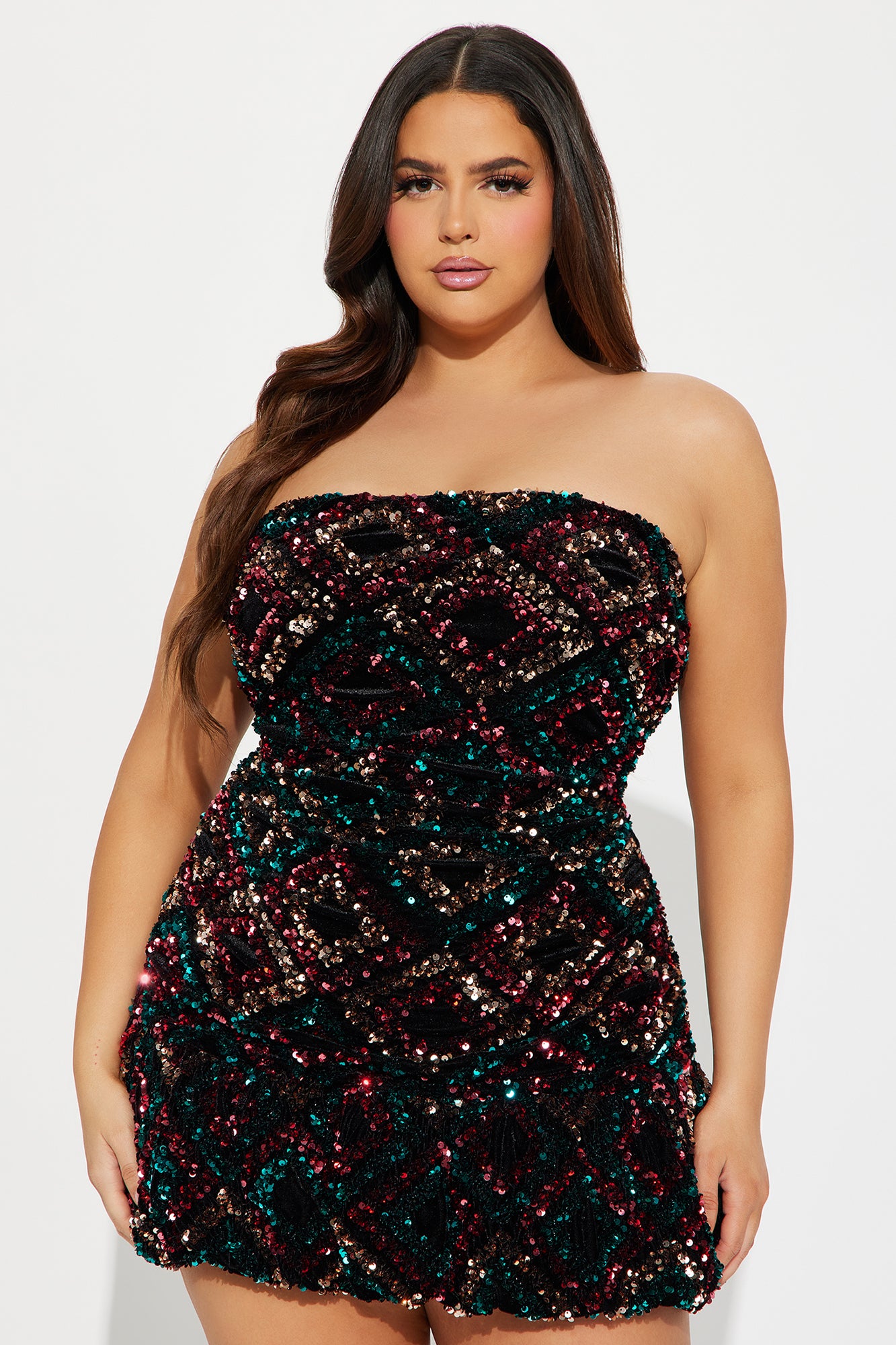Cleo Sequin Bubble Mini Dress - Teal/combo - Image 4