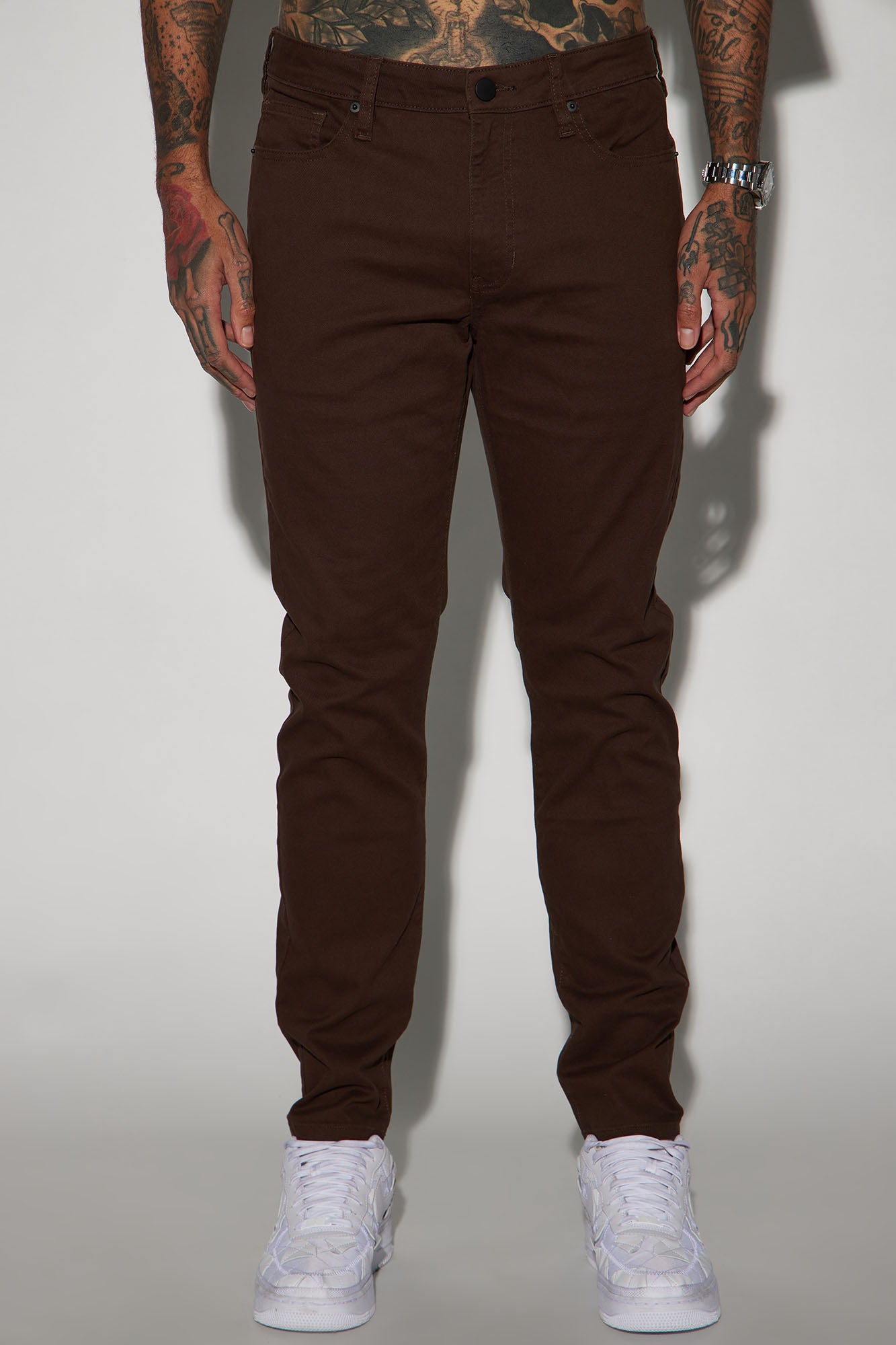Mac Chino Skinny 5 Pocket Pants - DarkBrown - Image 3