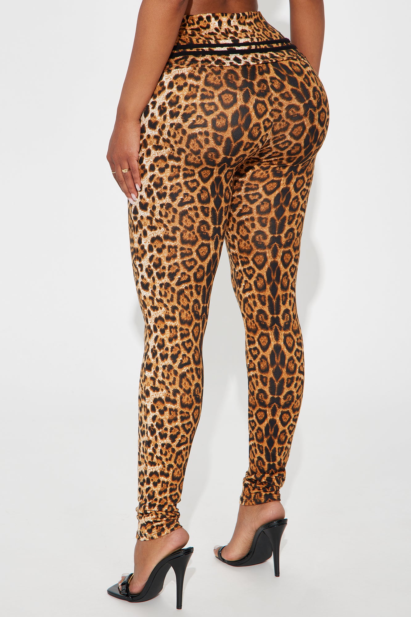 Samara Foldover Waistband Leopard Legging - Brown/combo - Image 3