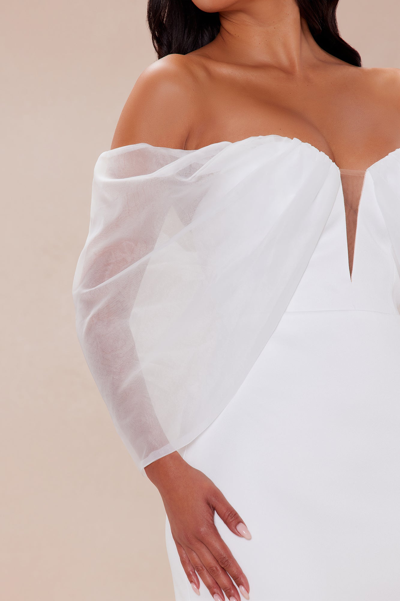 Elise Satin Mini Dress - White - Image 3