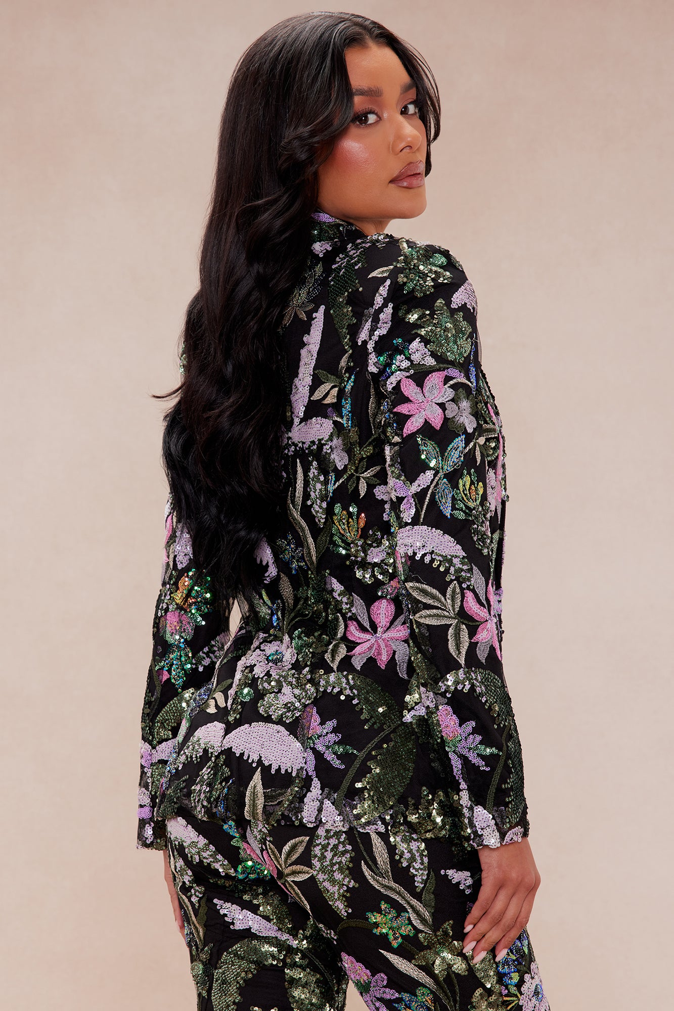 Eliza Sequin Embroidered Blazer - Black/combo - Image 4