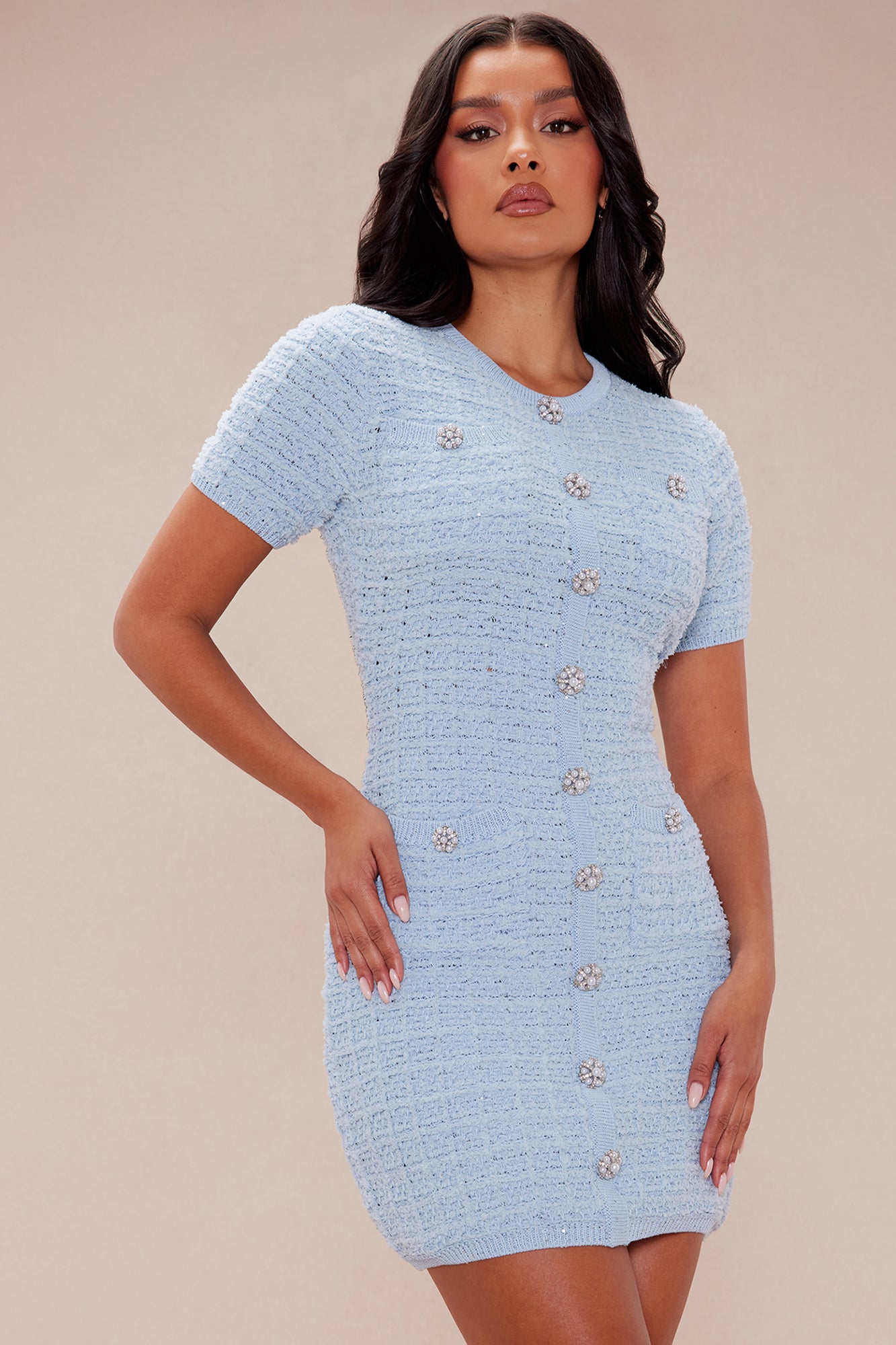 Sadie Sweater Mini Dress - Blue - Image 4