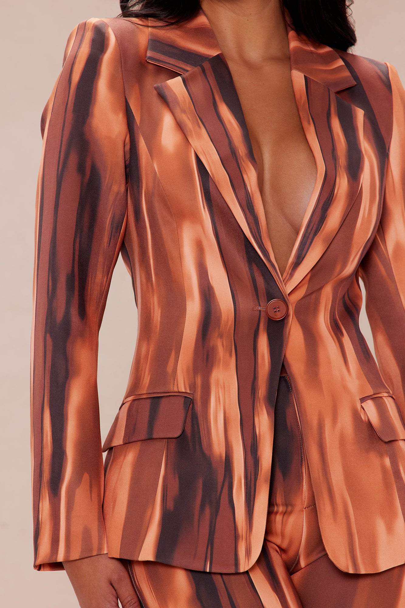 Amina Abstract Suit Set - Brown/combo - Image 3
