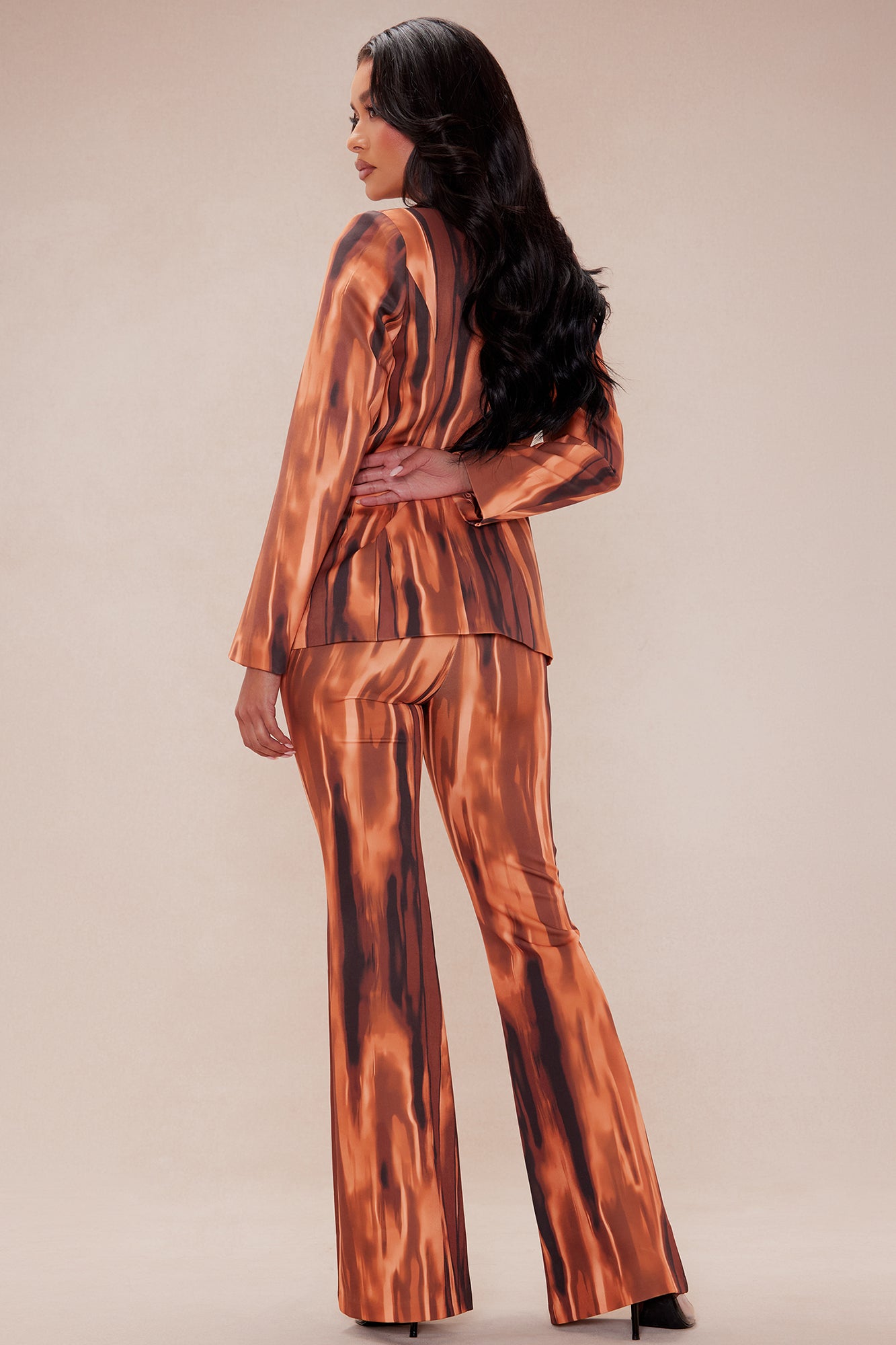 Amina Abstract Suit Set - Brown/combo - Image 4