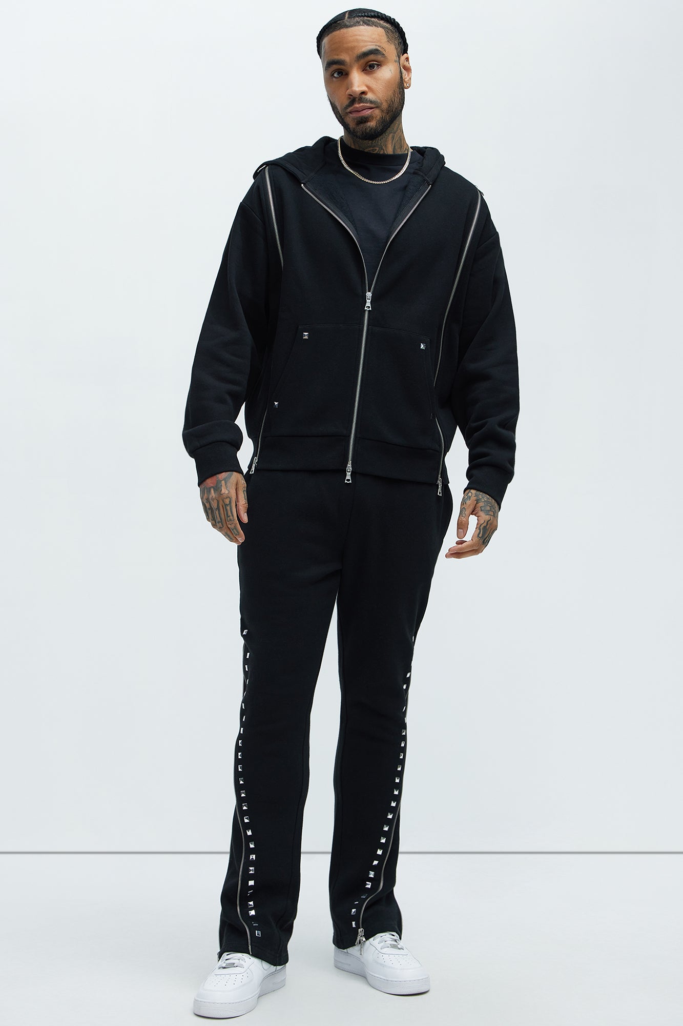 Tyson Sleaze Studded Zip Up Hoodie - Black - Image 3