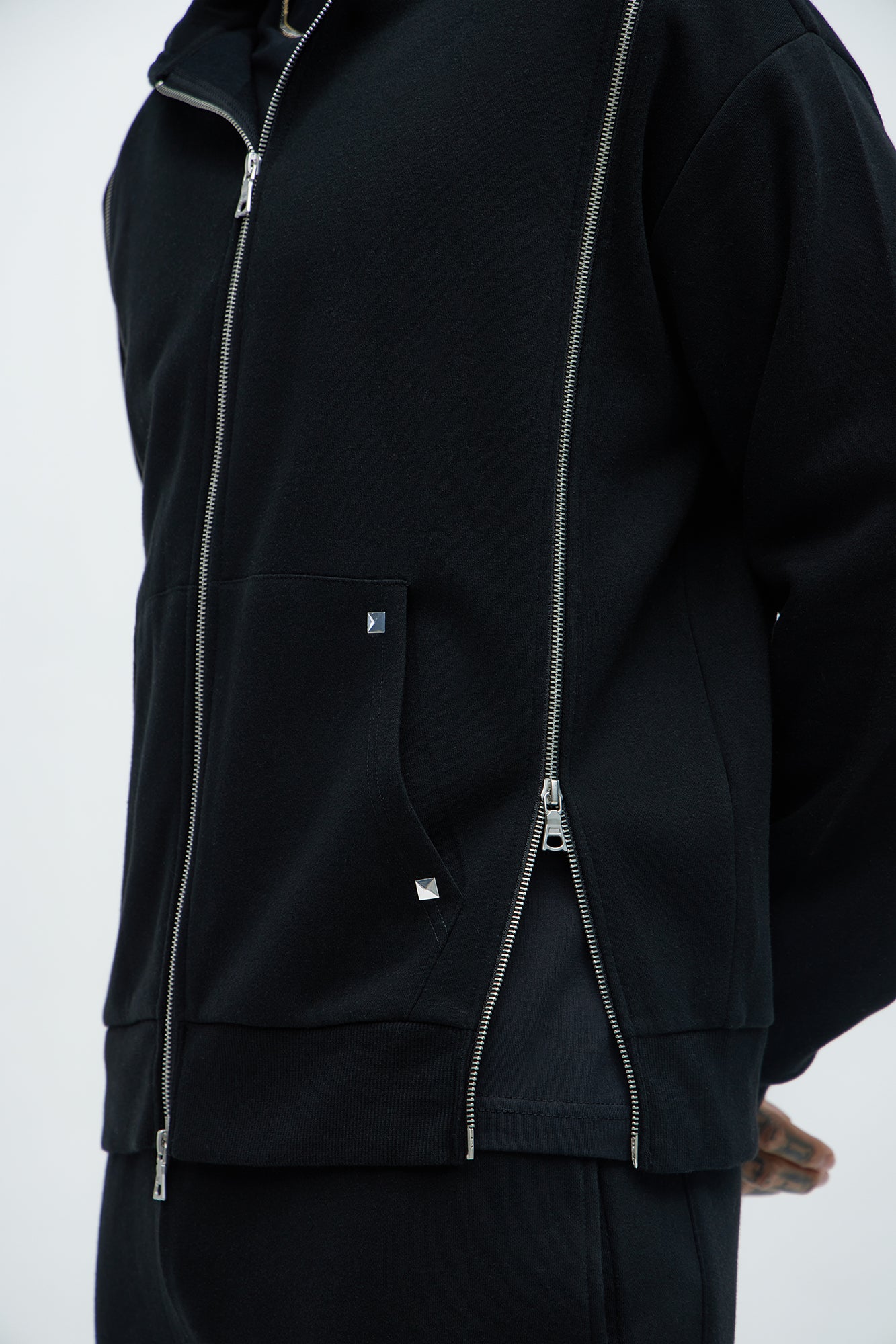 Tyson Sleaze Studded Zip Up Hoodie - Black - Image 4