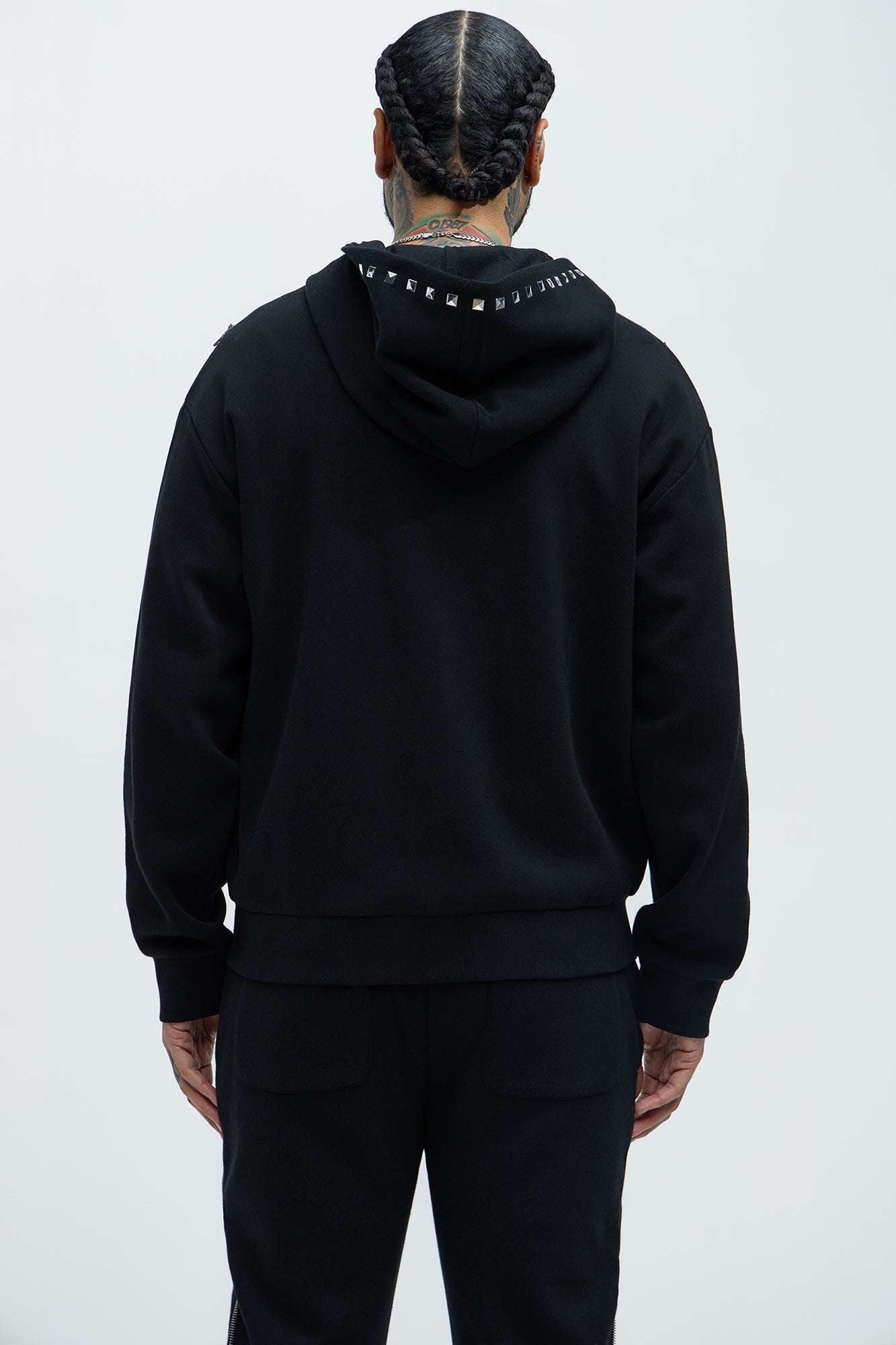 Tyson Sleaze Studded Zip Up Hoodie - Black - Image 5