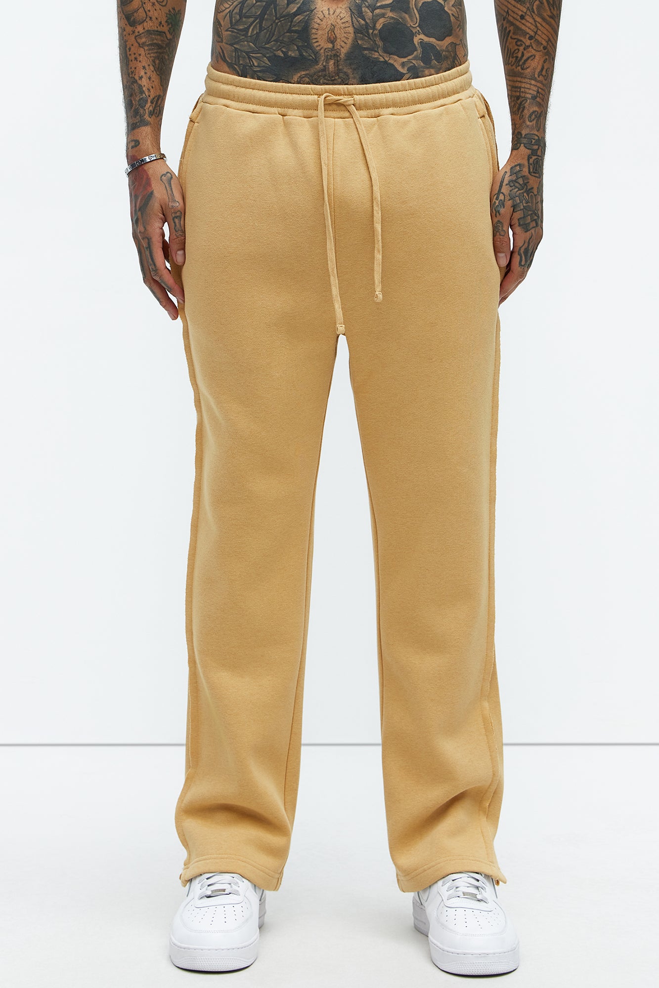 Tyson Douglas Frayed Sweatpants - Camel - Image 3