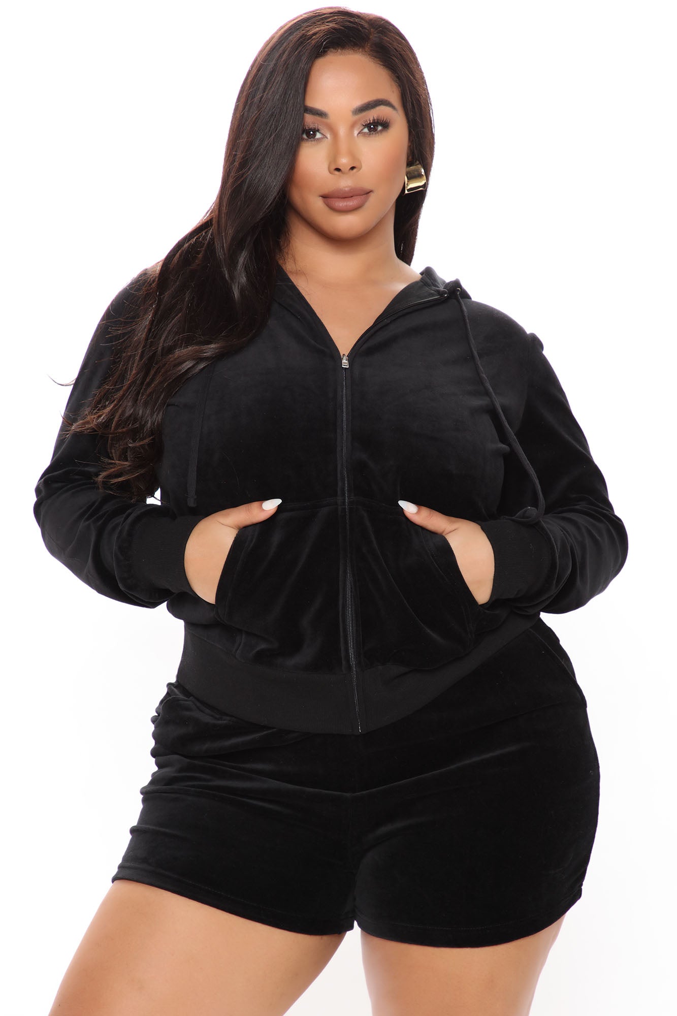 The OG Trendsetter Velour Short Set - Black - Image 6