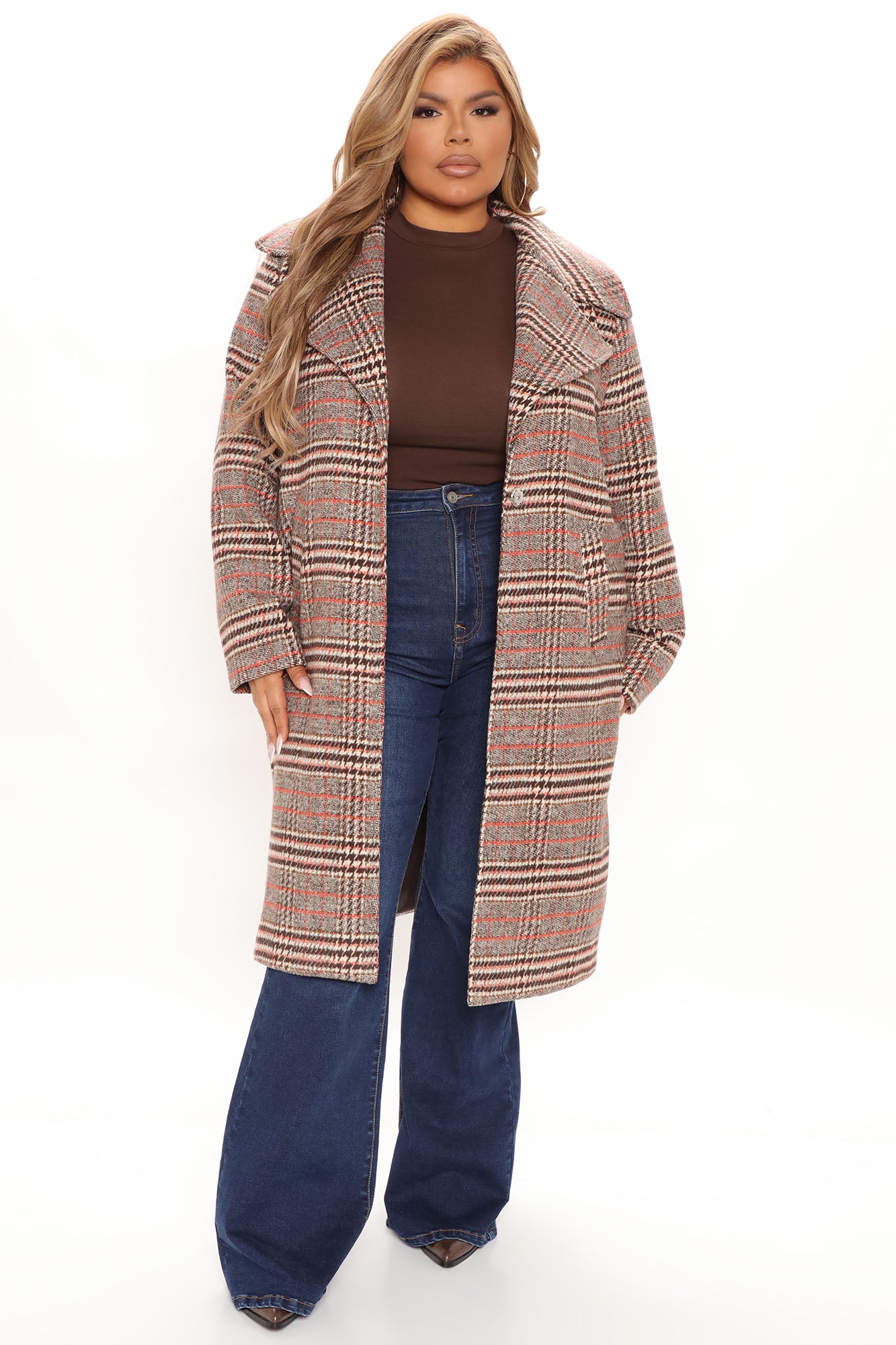 Looking For Clues Plaid Trench Coat - Rust/combo - Image 9