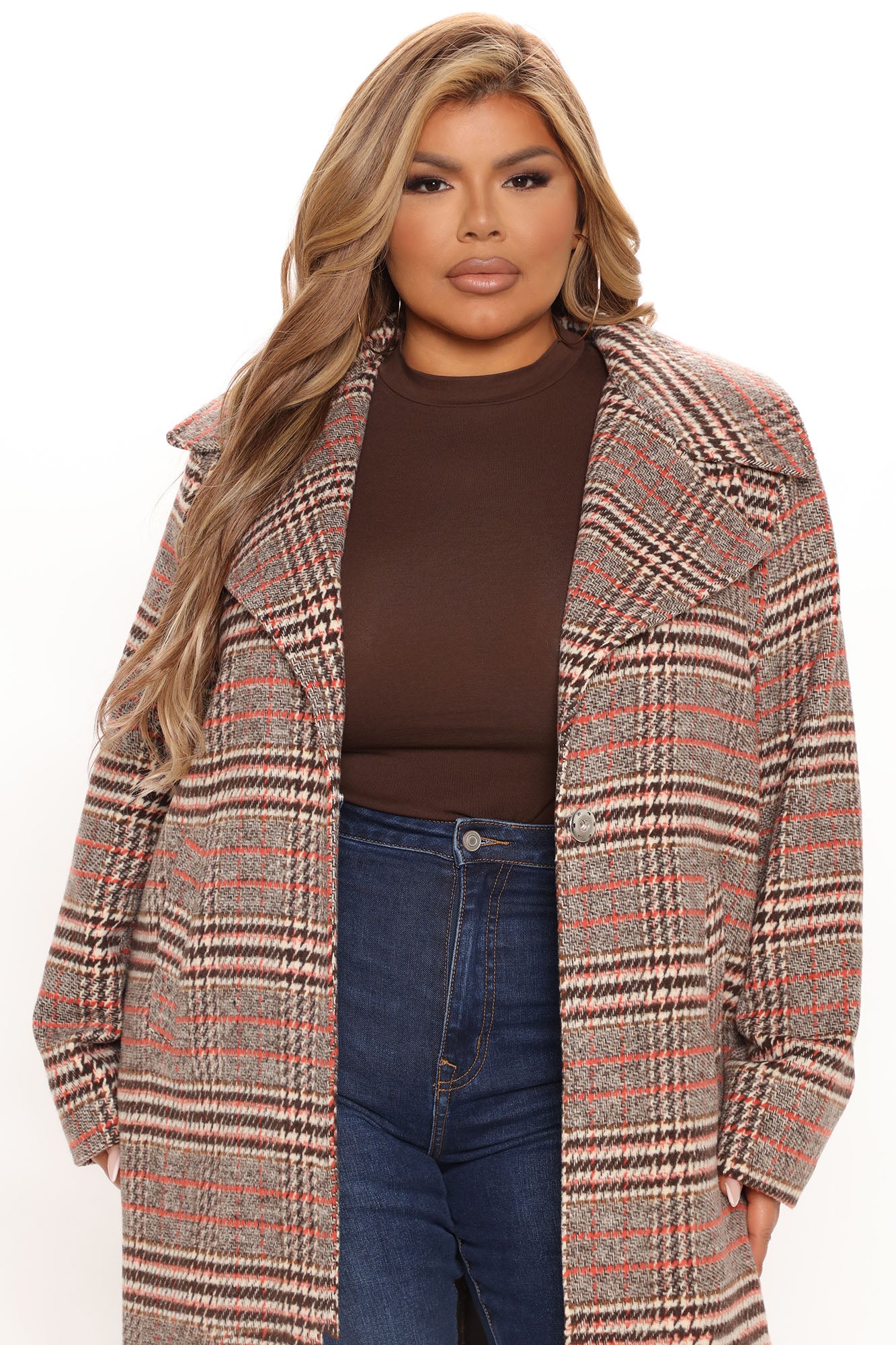 Looking For Clues Plaid Trench Coat - Rust/combo - Image 10