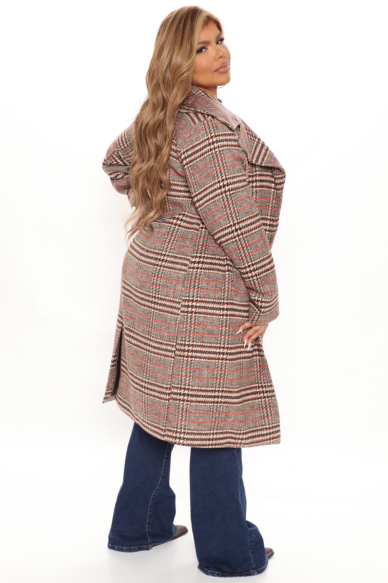 Looking For Clues Plaid Trench Coat - Rust/combo - Image 11