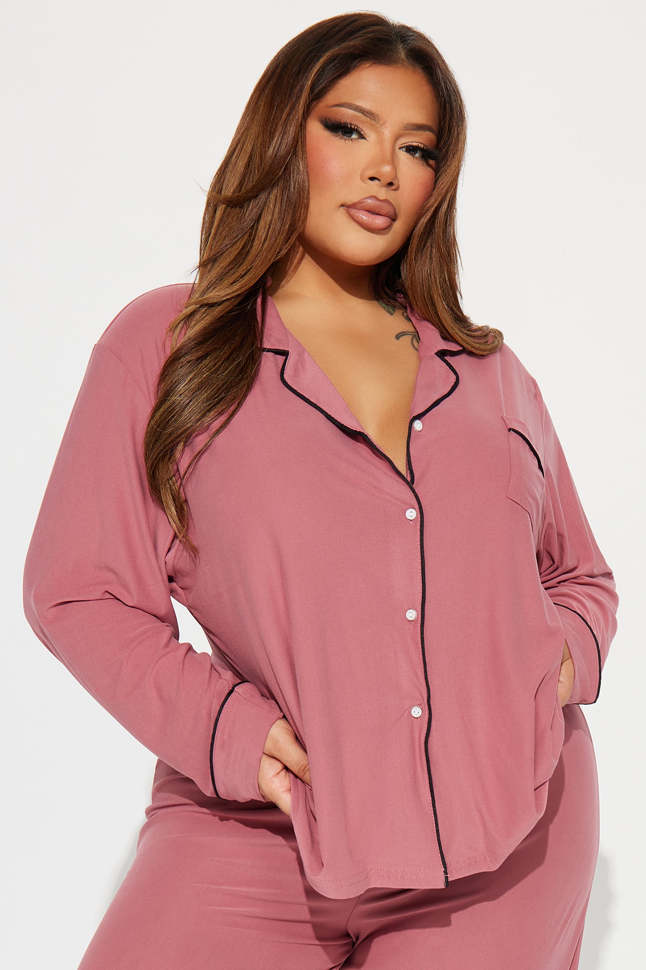 Mind Your Business PJ Pant Set - Rose - Image 6