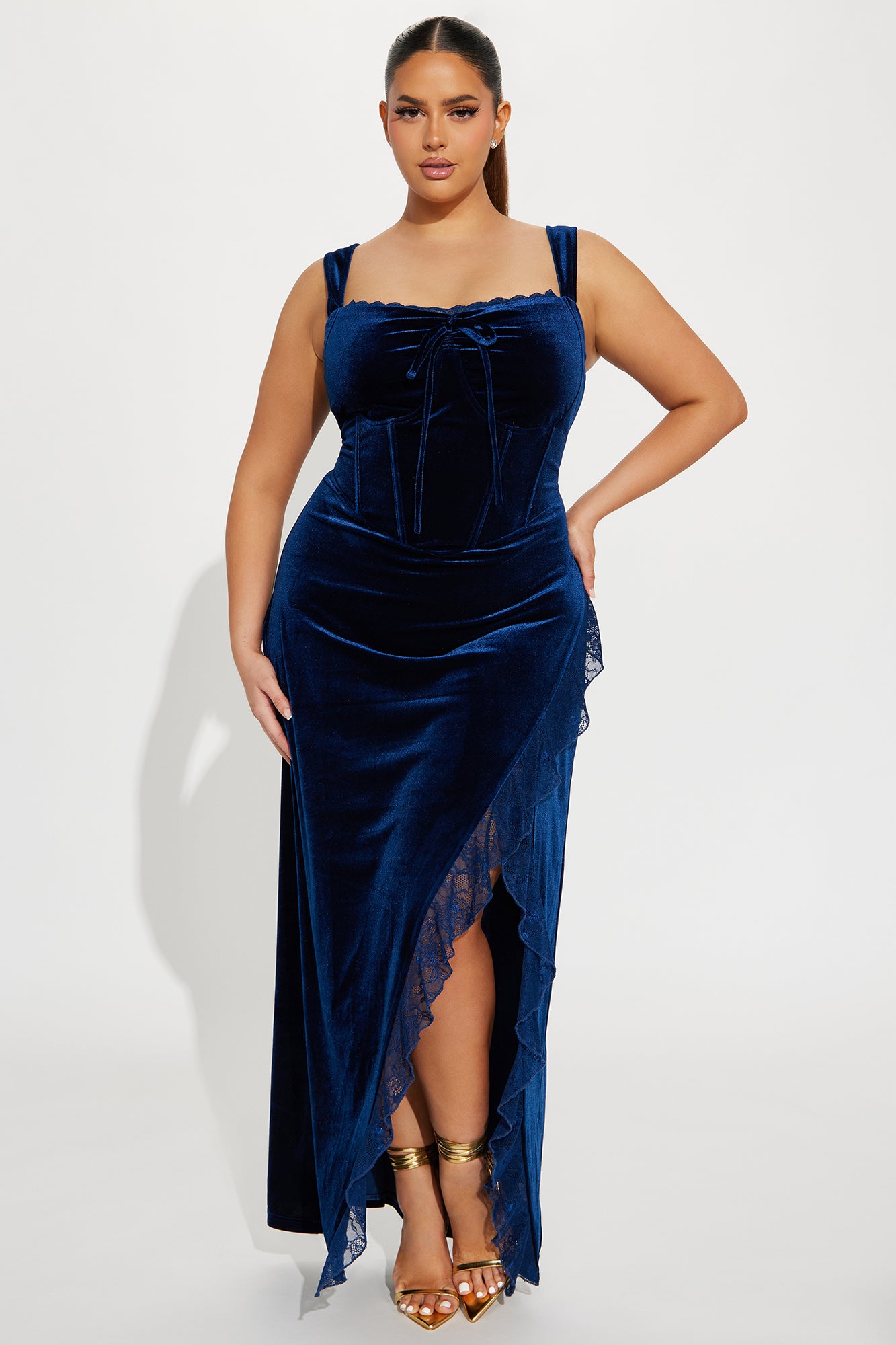 Sydney Velvet Maxi Dress - Navy - Image 4