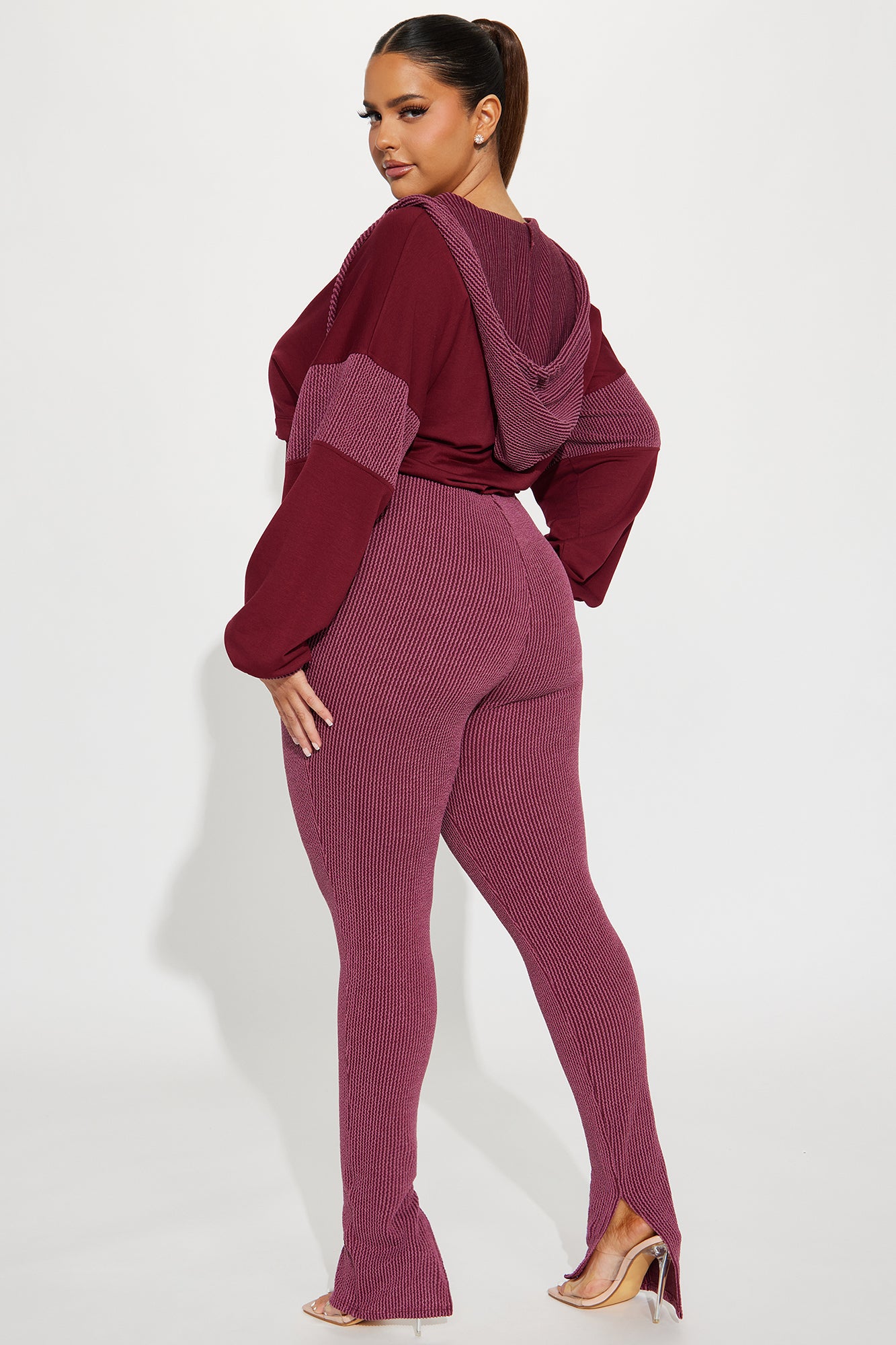 Off The Stage Hoodie Jumpsuit - Burgundy - Image 6