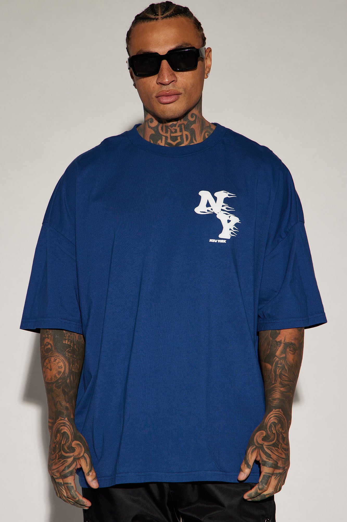 New York On Fire Oversized Short Sleeve Tee - Blue - Image 4
