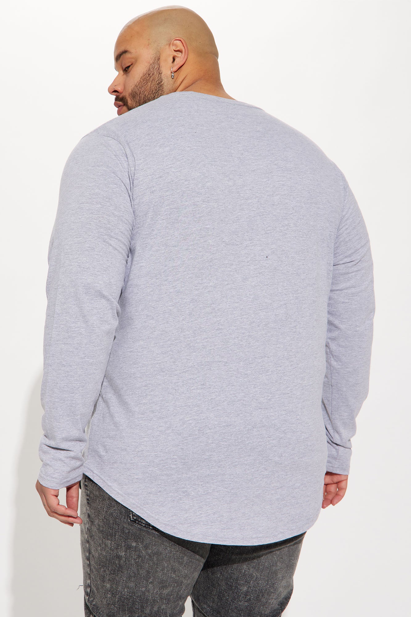 Essential Long Sleeve Scallop Tee - Grey - Image 6