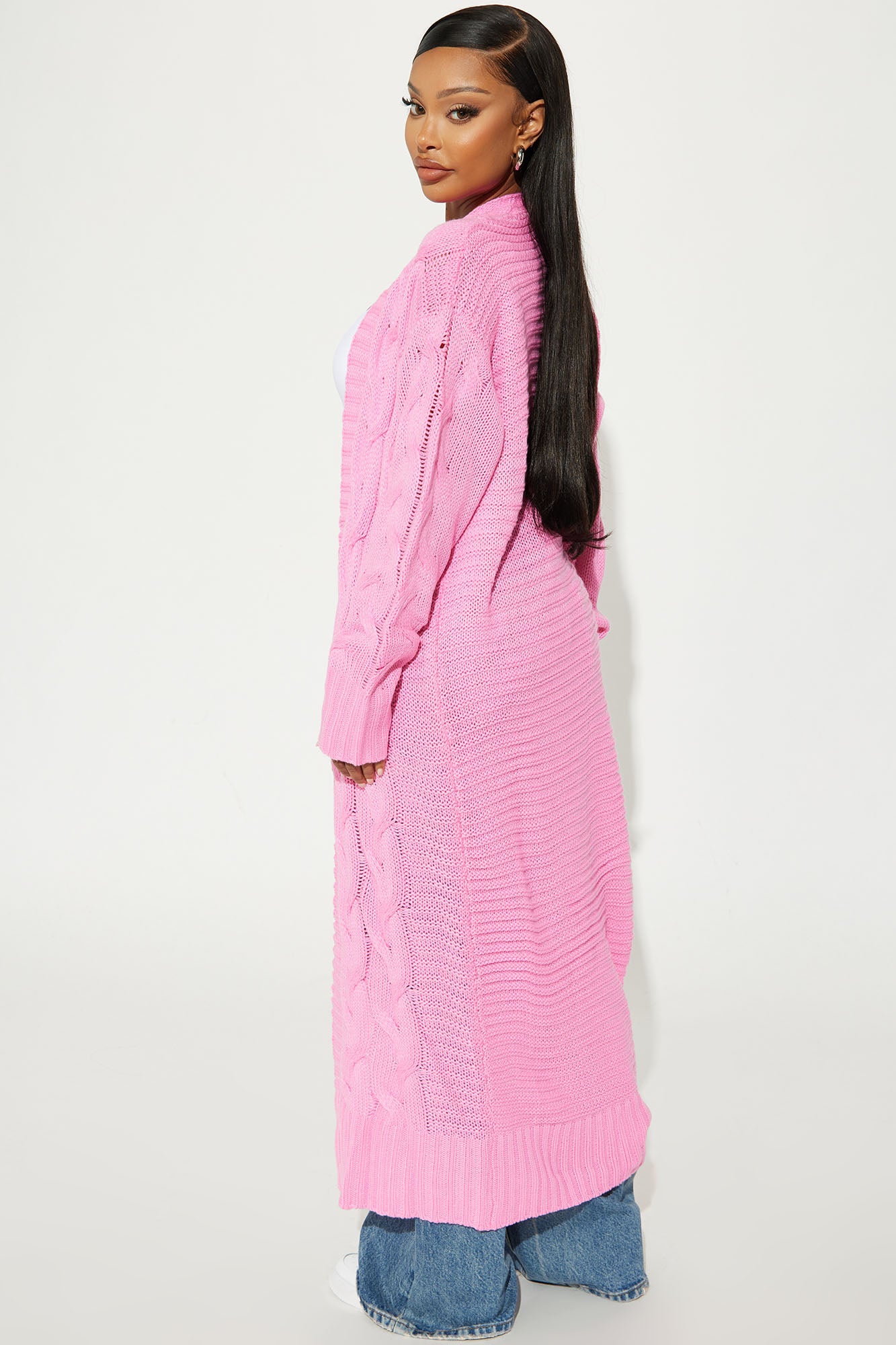 Aneria Long Cardigan - Pink - Image 3