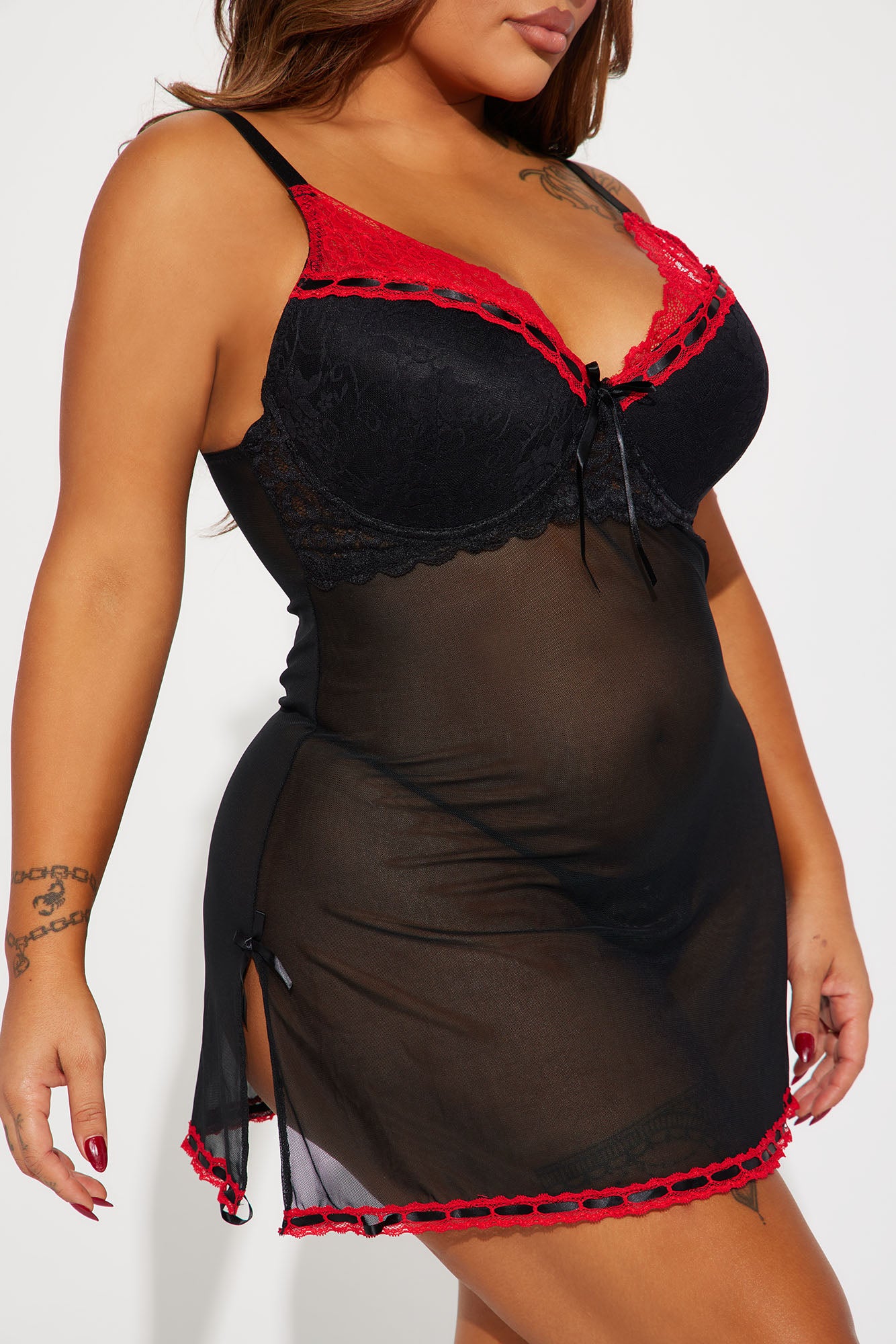 Turn The Temperature Up Mesh Babydoll - Black/combo - Image 5