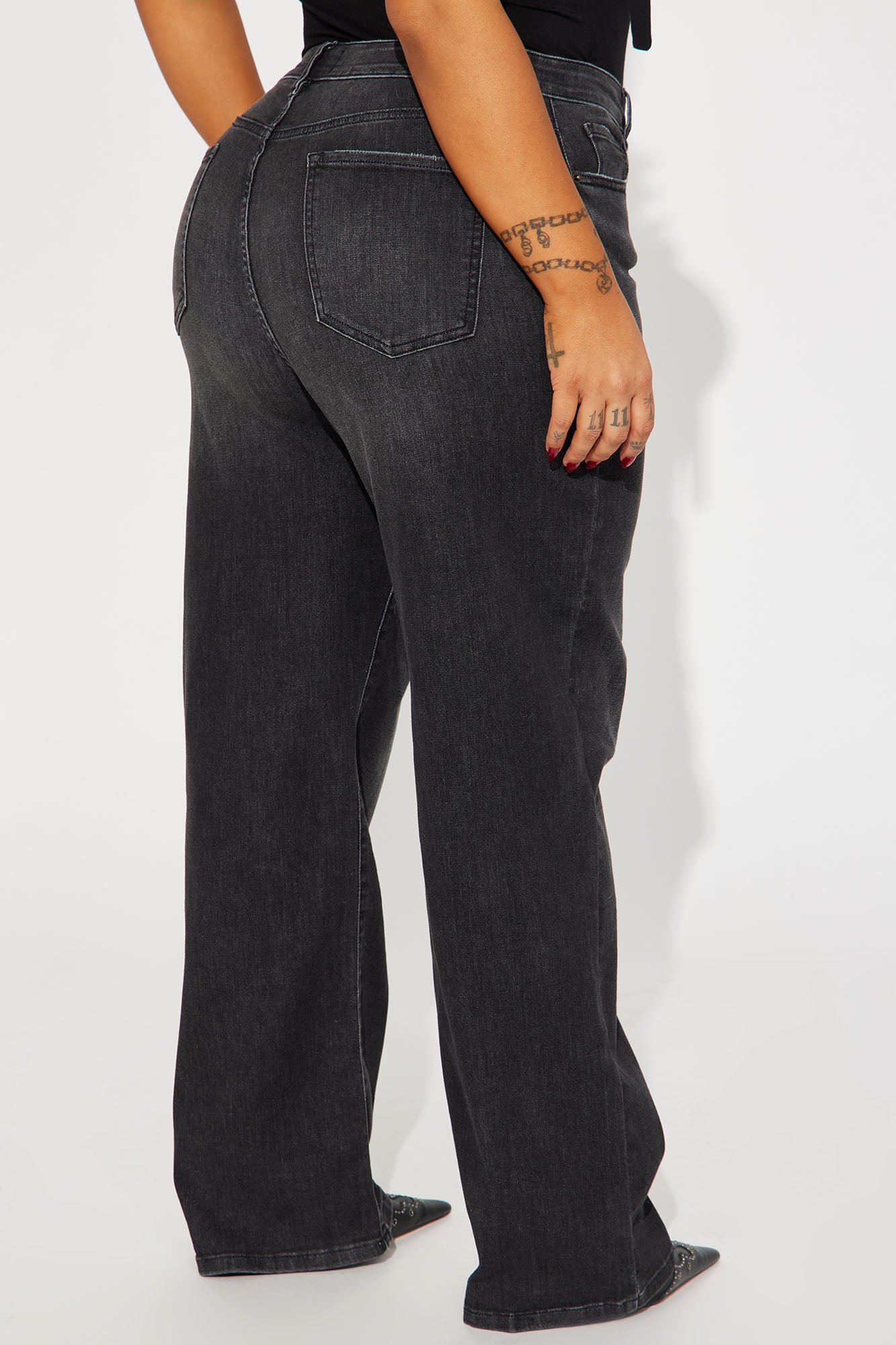 Bellissima Basic Stretch Straight Leg Jeans - Black Wash - Image 8