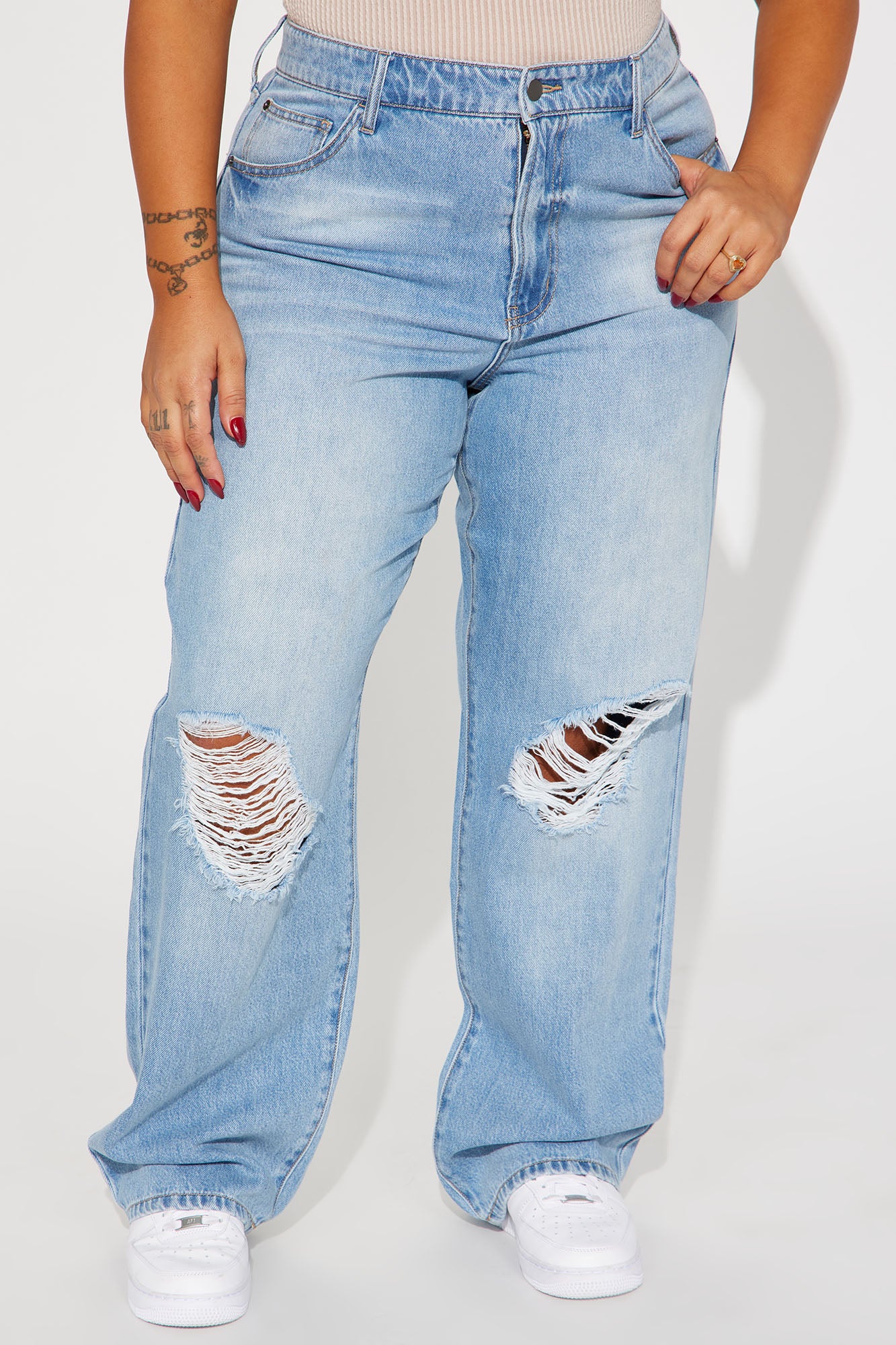 Broken Boyfriend No Stretch Straight Leg Jeans - Light Wash - Image 5