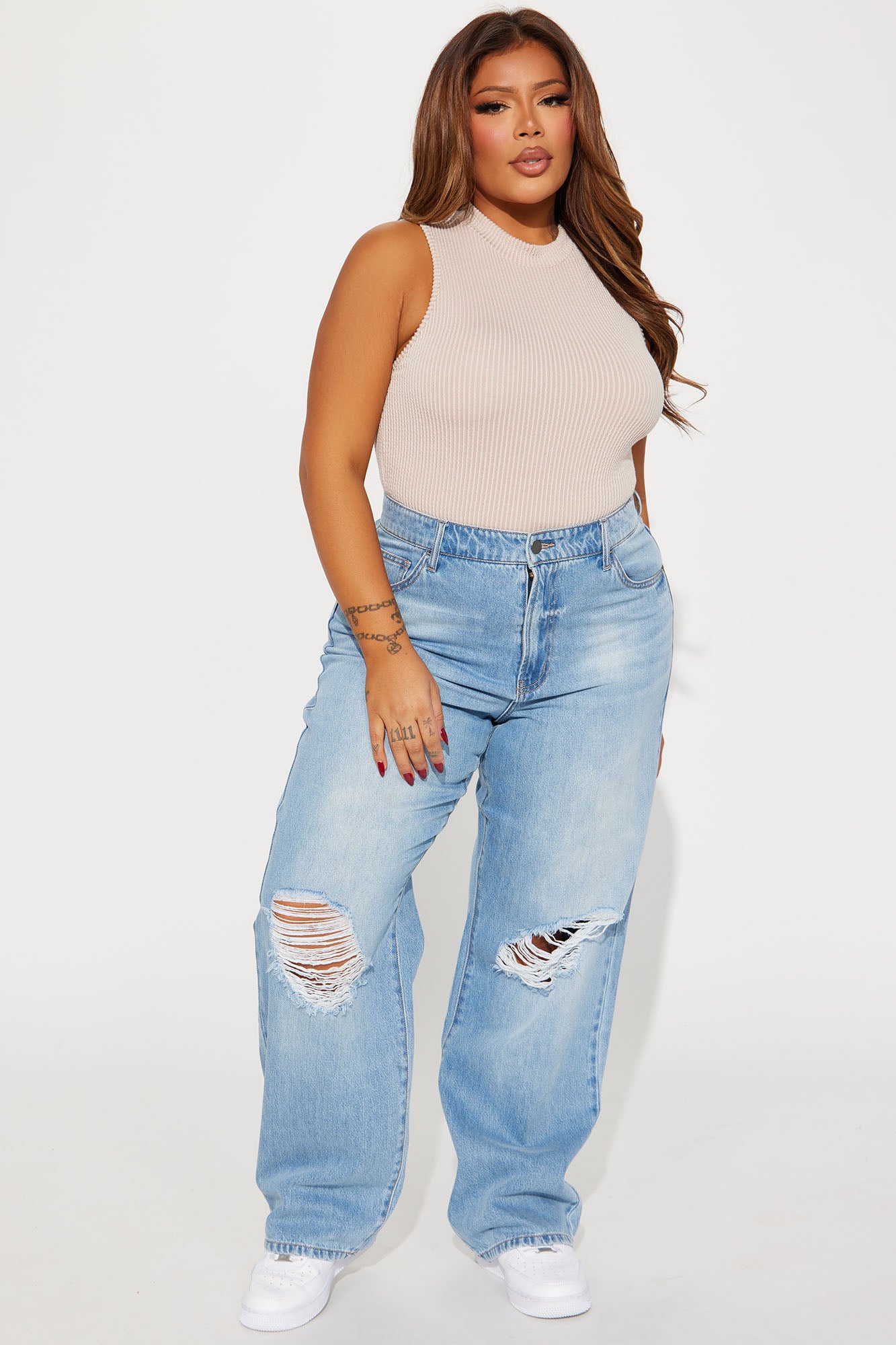 Broken Boyfriend No Stretch Straight Leg Jeans - Light Wash - Image 4
