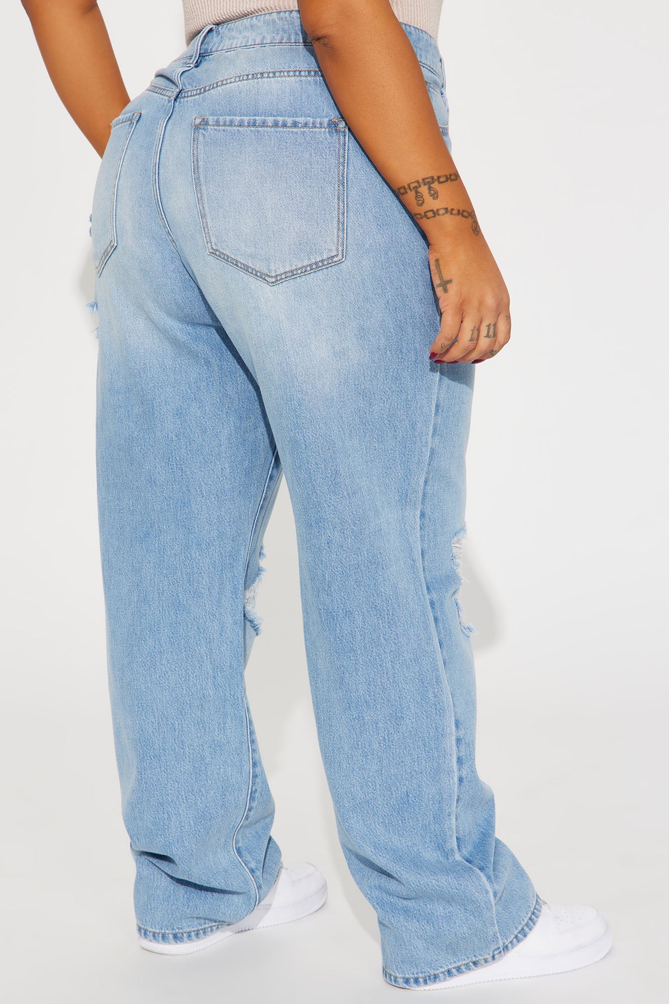 Broken Boyfriend No Stretch Straight Leg Jeans - Light Wash - Image 6