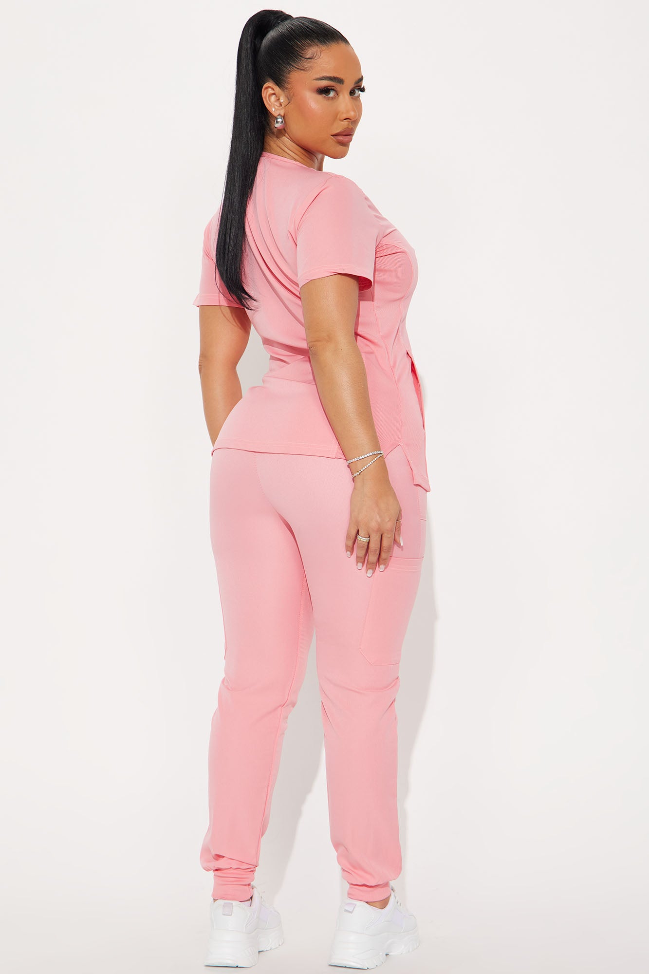 Get To Work Stretch Uniform Scrub Jogger Set - Peach - Image 3