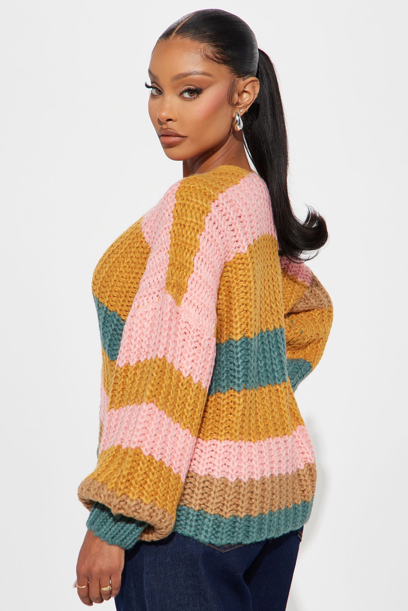 Dreamy Chunky Knit Cardigan - Multi Color - Image 3