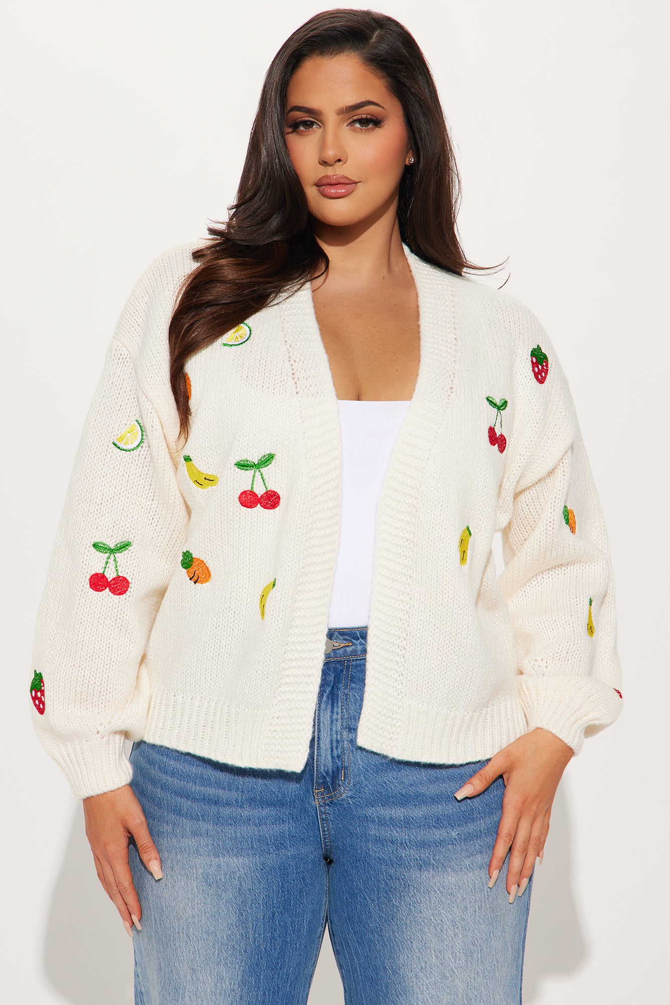 Feeling Fruity Emboridered Cardigan - Ivory/combo - Image 4