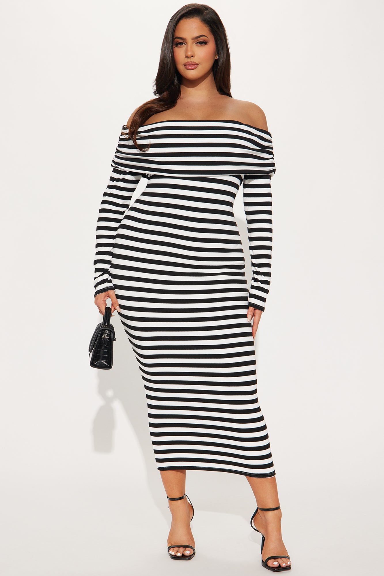 True Masterpiece Striped Midi Dress - Black/White - Image 4