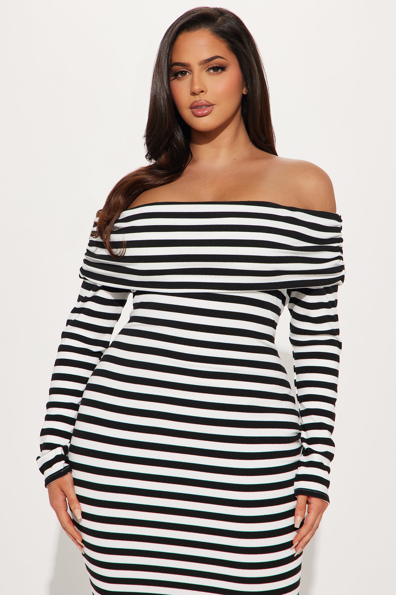 True Masterpiece Striped Midi Dress - Black/White - Image 5
