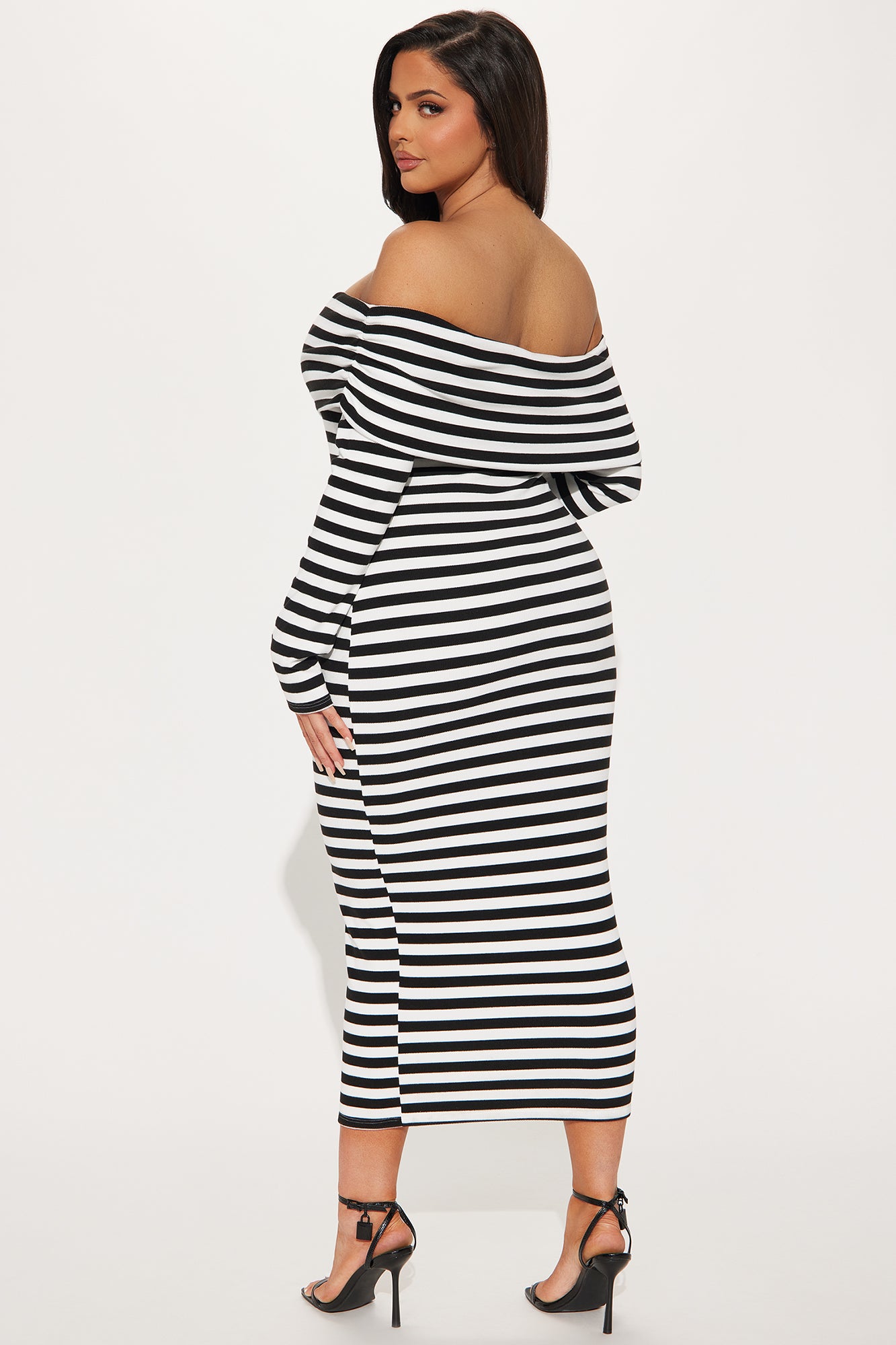 True Masterpiece Striped Midi Dress - Black/White - Image 6