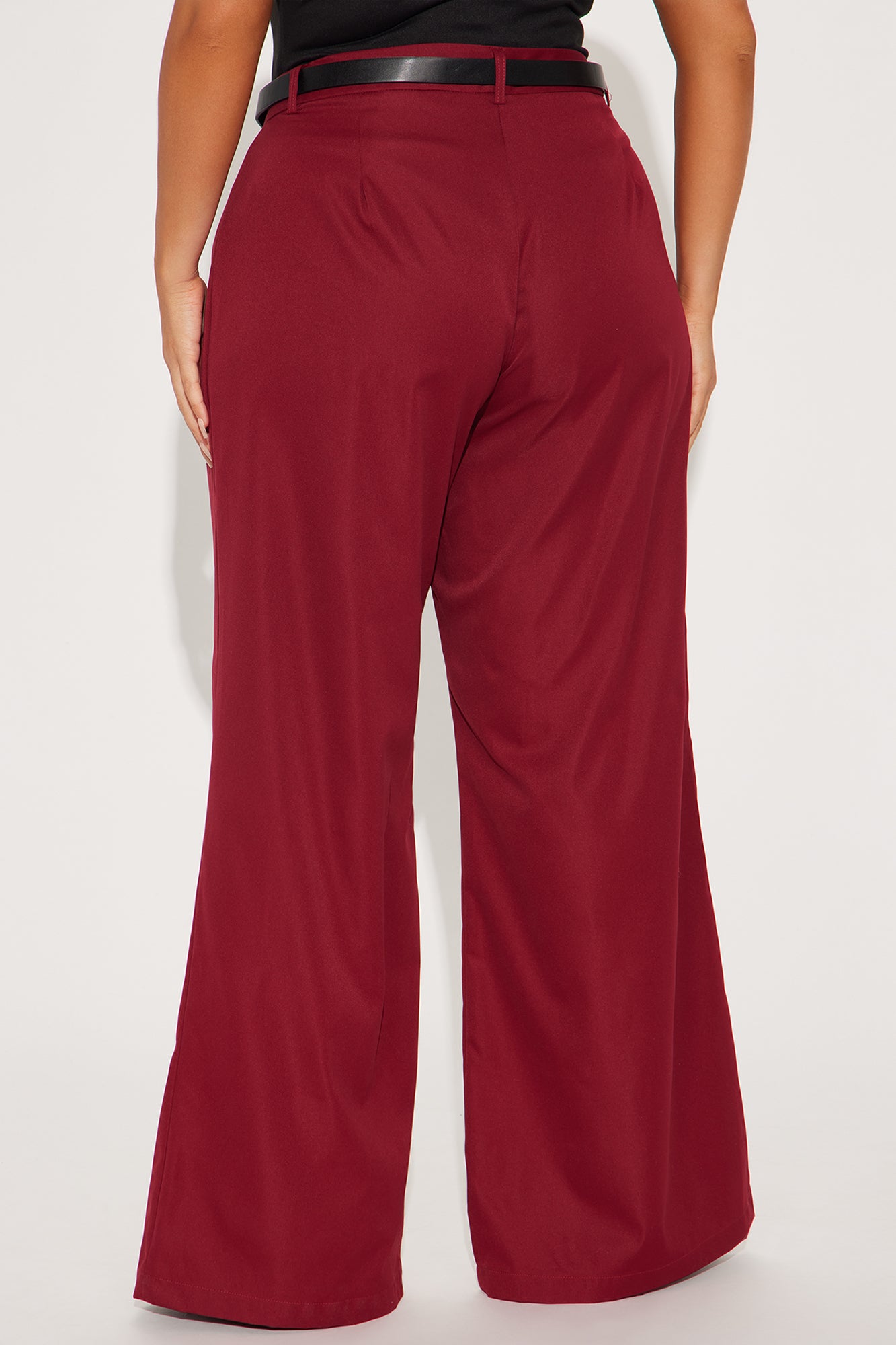 Business Casual Belted Trouser - Burgundy - Image 6