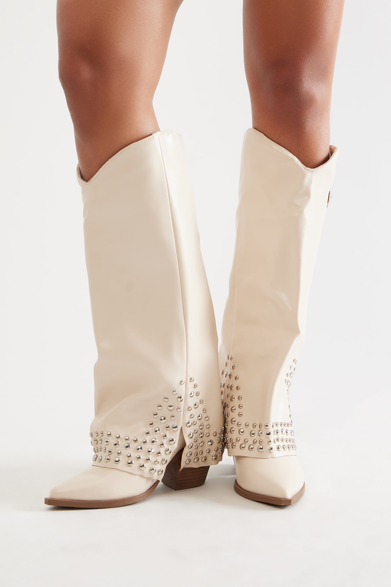 Scout Studded Overlay Boots - Ivory - Image 5