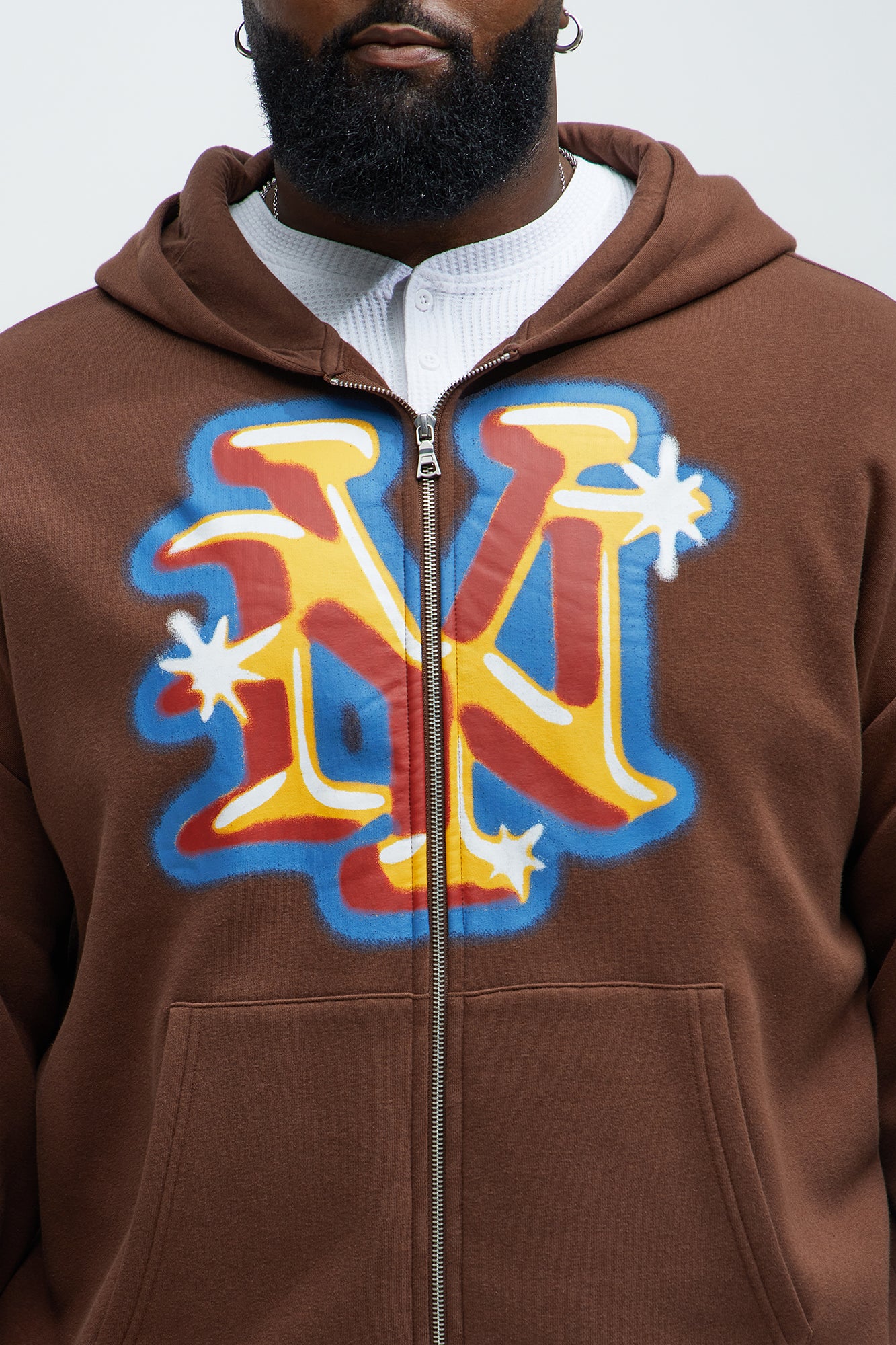 Tyson City of NY Zip Up Hoodie - Brown - Image 9