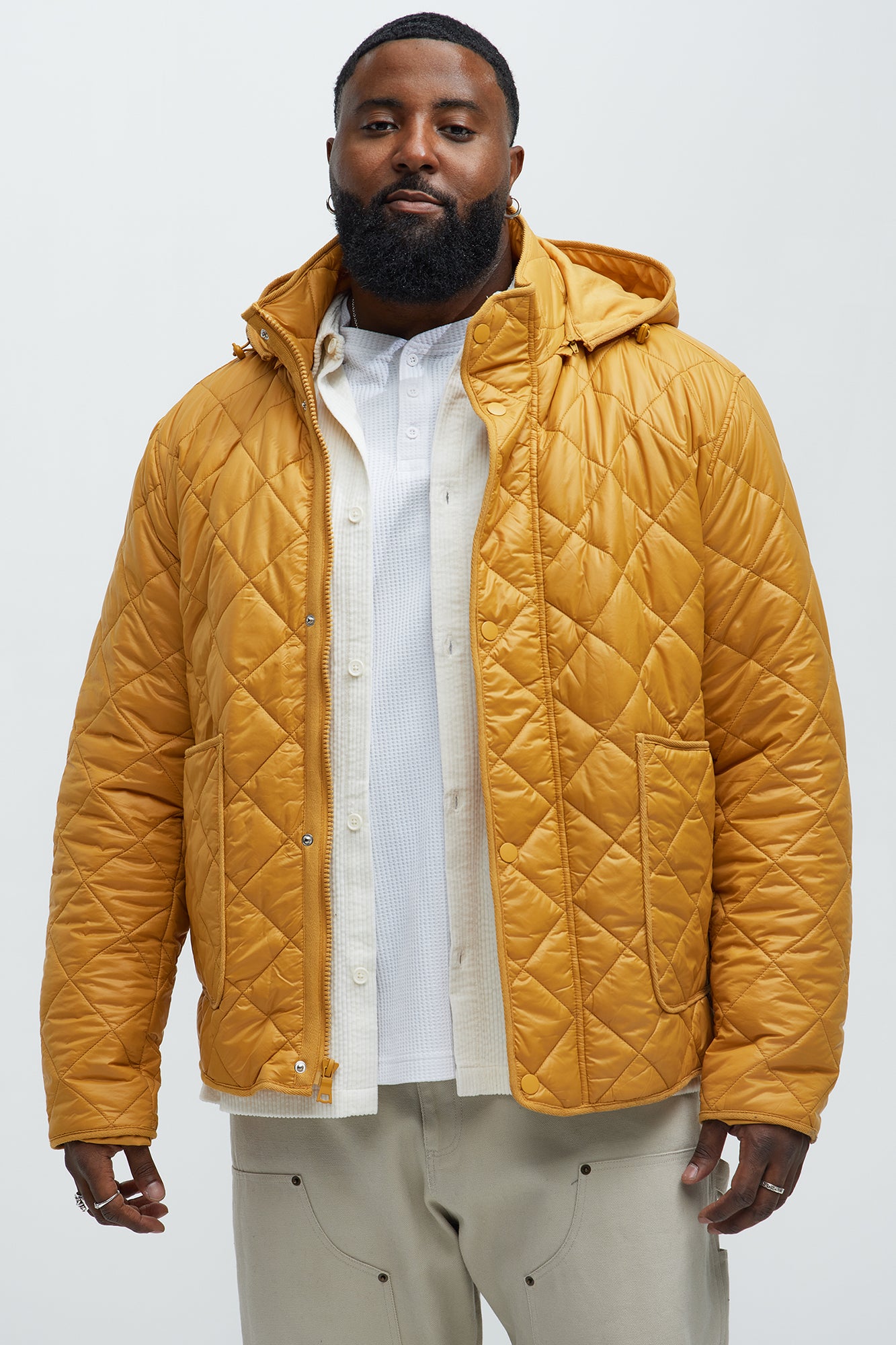 Better By Myself Quilted Jacket - Mustard - Image 9