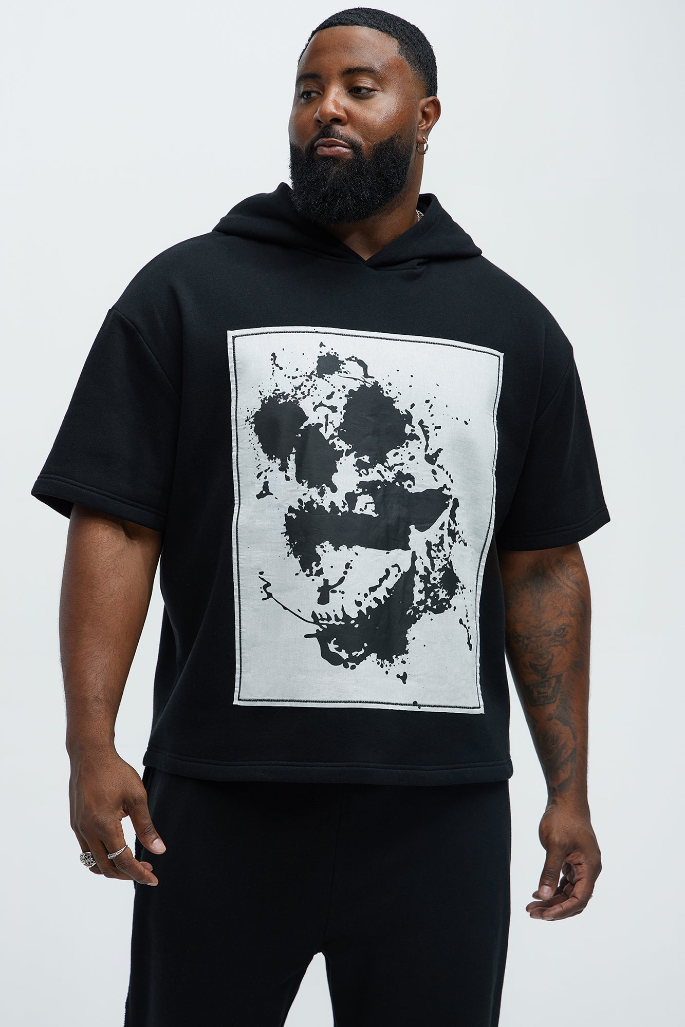 Tyson Patch Hoodie Relaxed Tee - Black - Image 5
