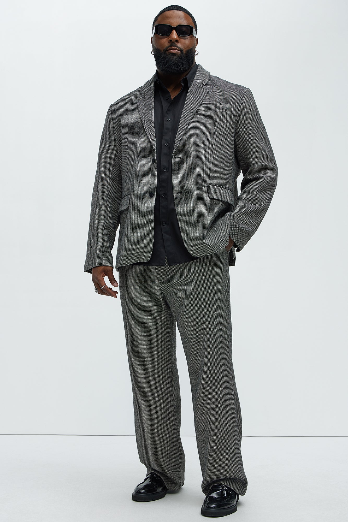 Hancock Tweed Textured Blazer - Charcoal - Image 7