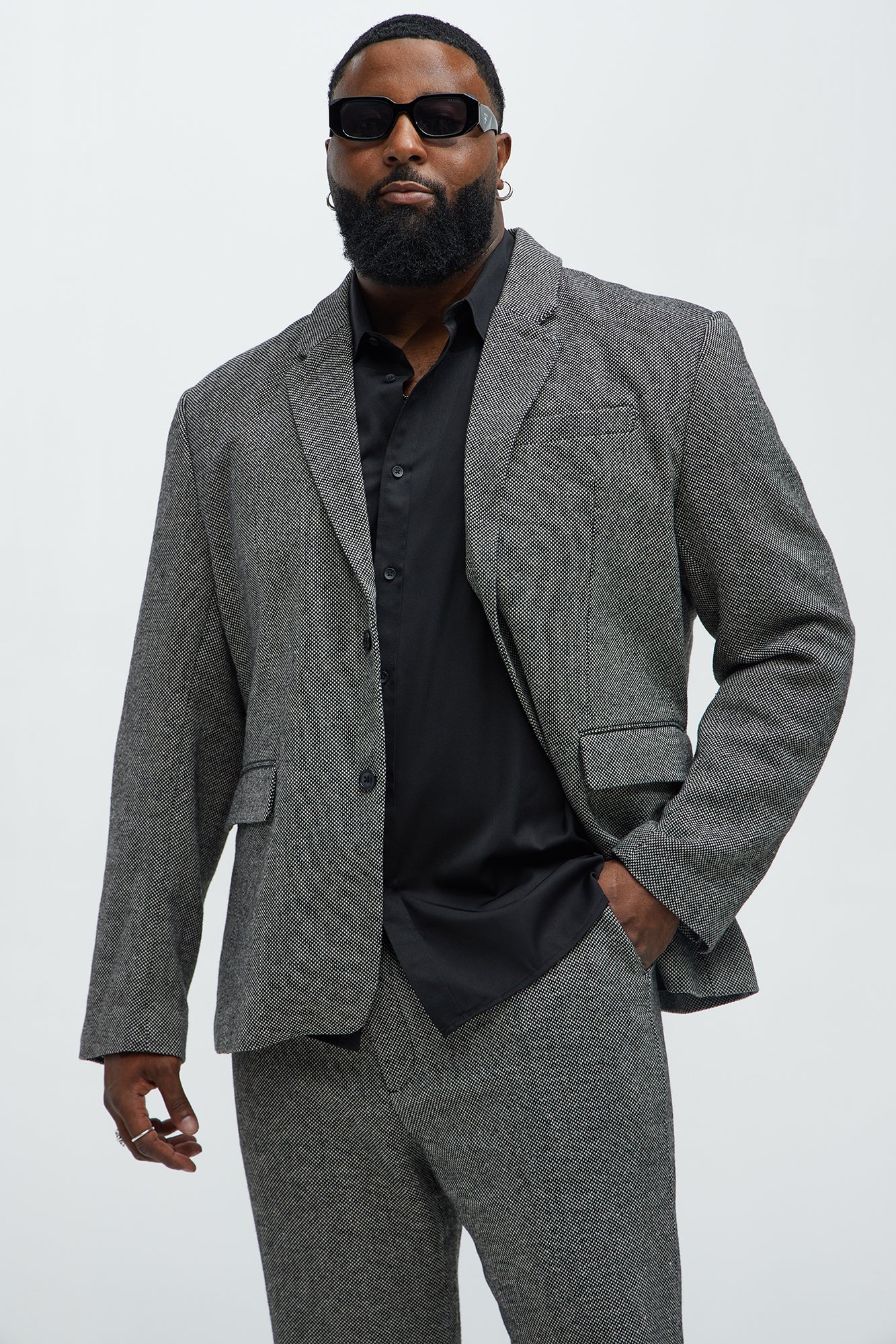 Hancock Tweed Textured Blazer - Charcoal - Image 8