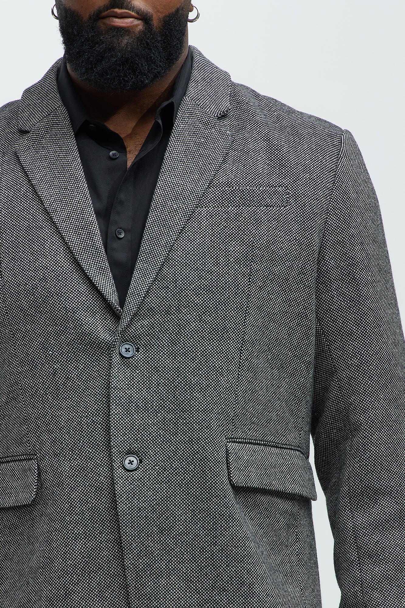 Hancock Tweed Textured Blazer - Charcoal - Image 9