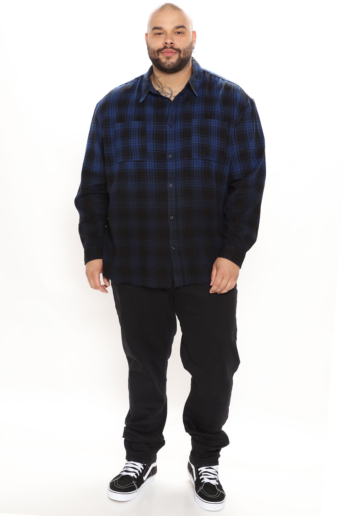 Sunset Dip Dye Flannel Shirt - Blue/Black - Image 5