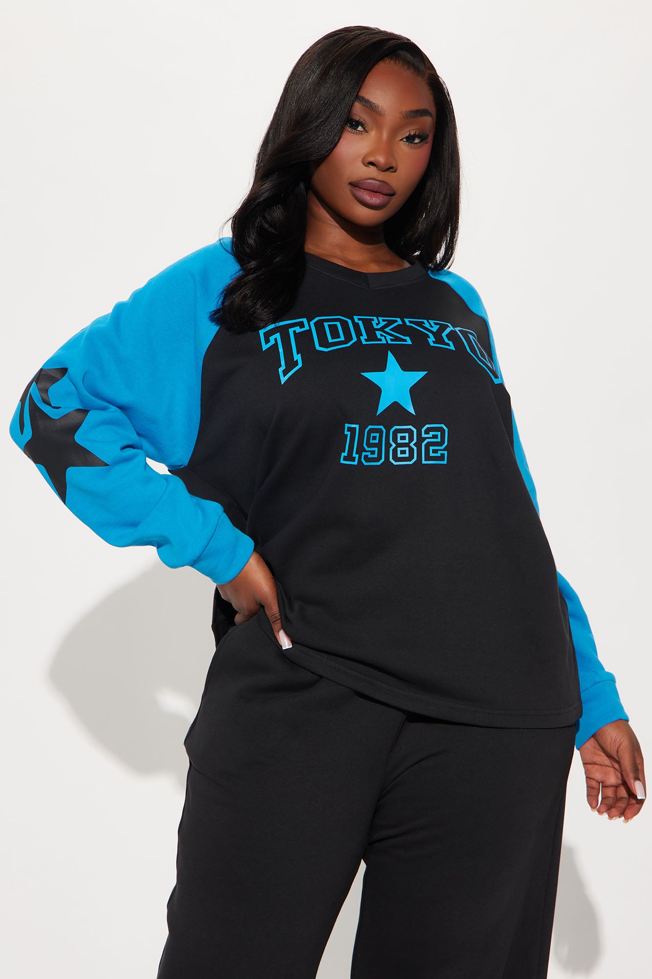Tokyo Jersey Sweatsuit Set - Black/Blue - Image 7