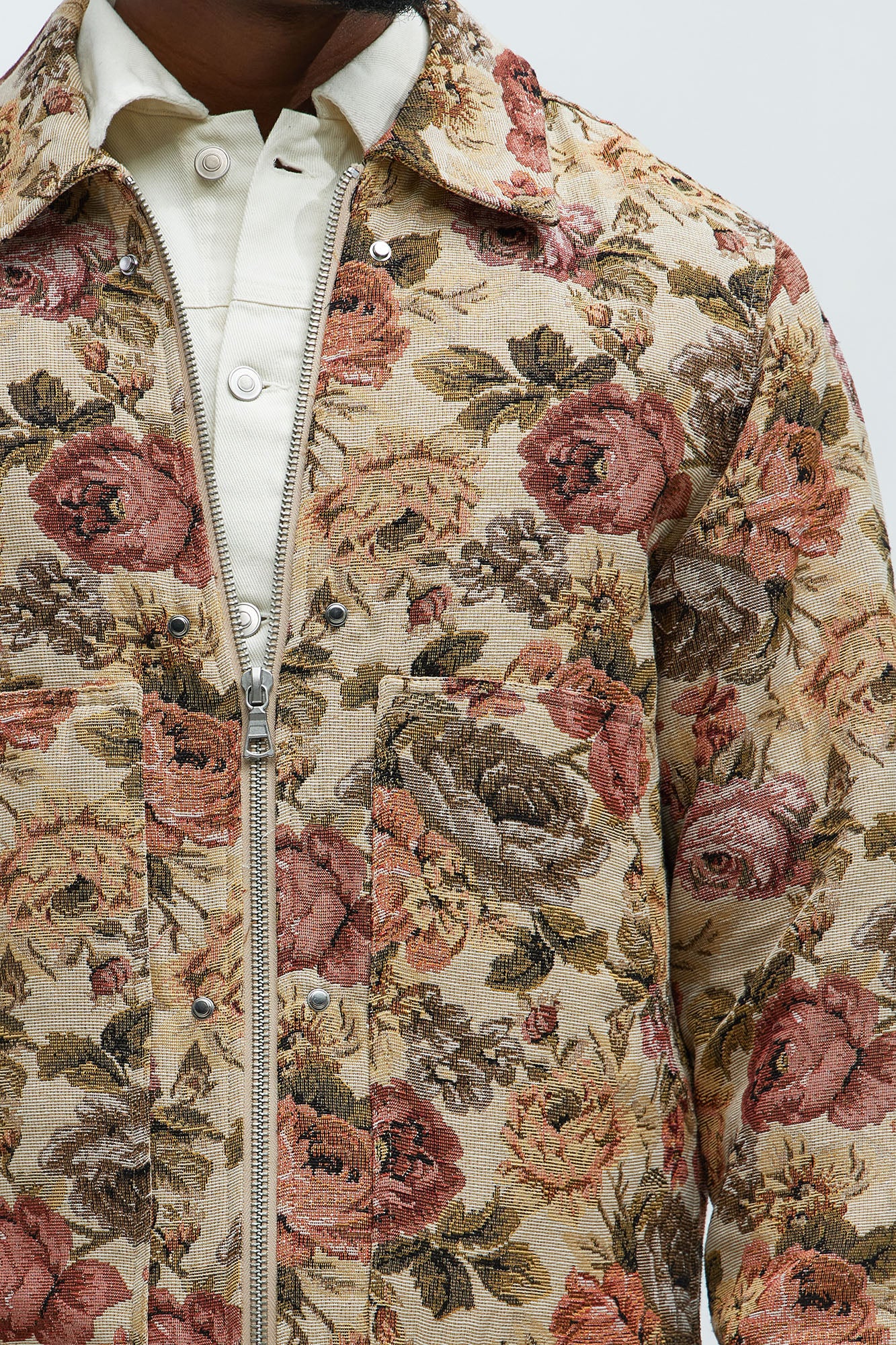 Bellevue Floral Tapestry Work Jacket - Taupe/combo - Image 4
