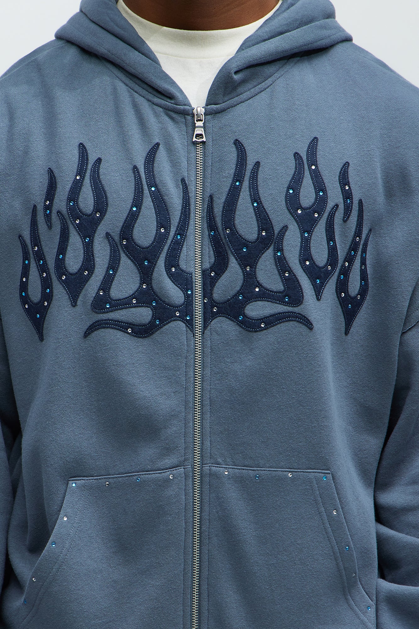 Tyson Bling Oversized Zip Hoodie - Blue - Image 5
