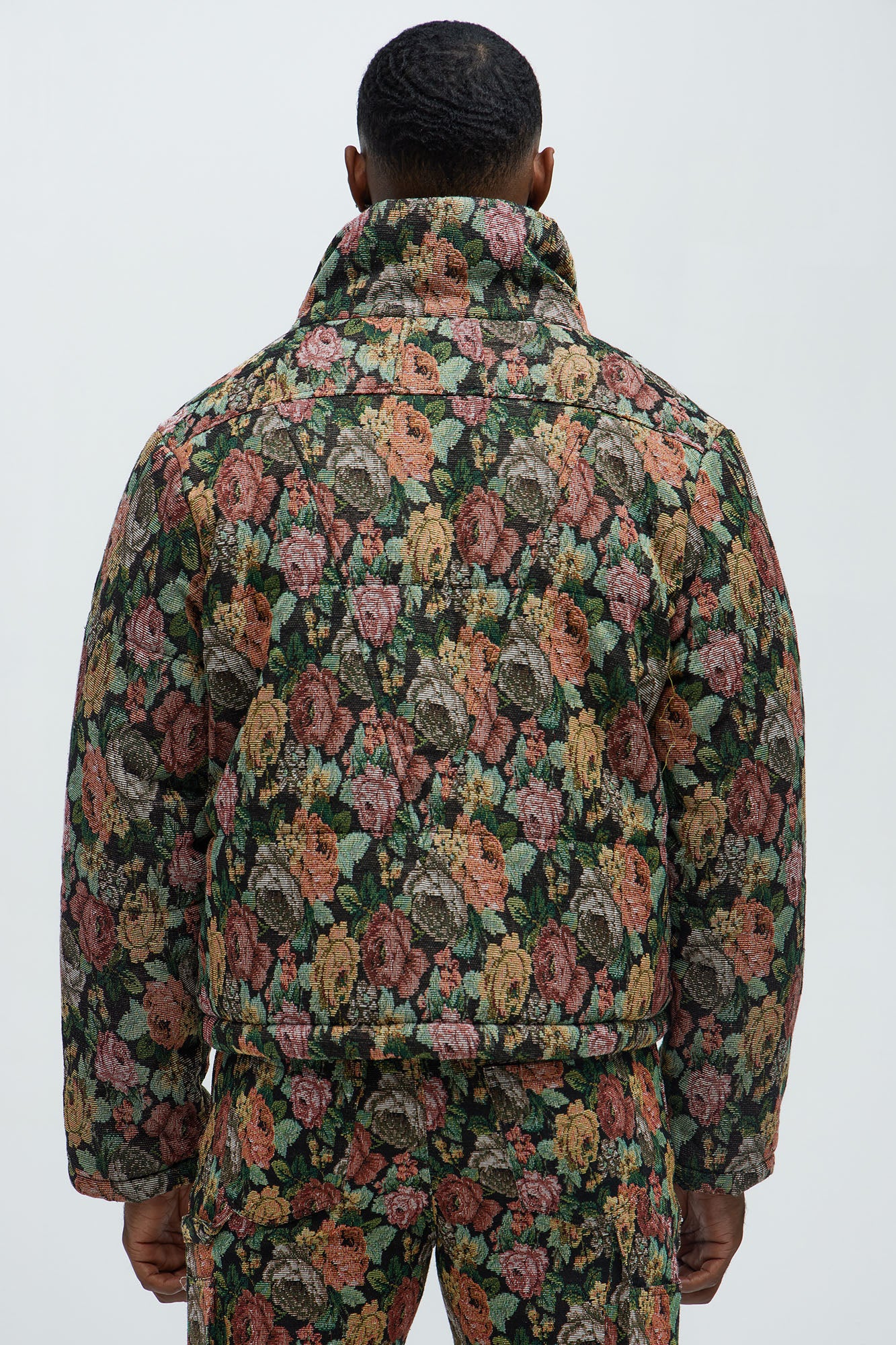 Bellevue Light Weight Cropped Tapestry Puffer - Black/combo - Image 5