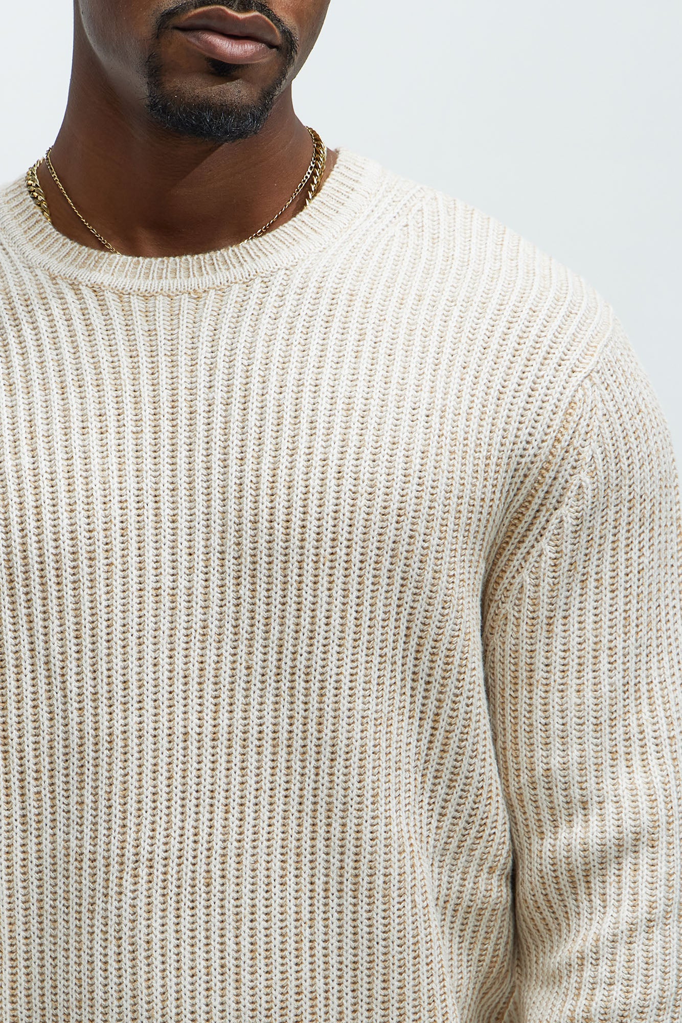 Heavy Ribbed Pullover Sweater - Cream - Image 5