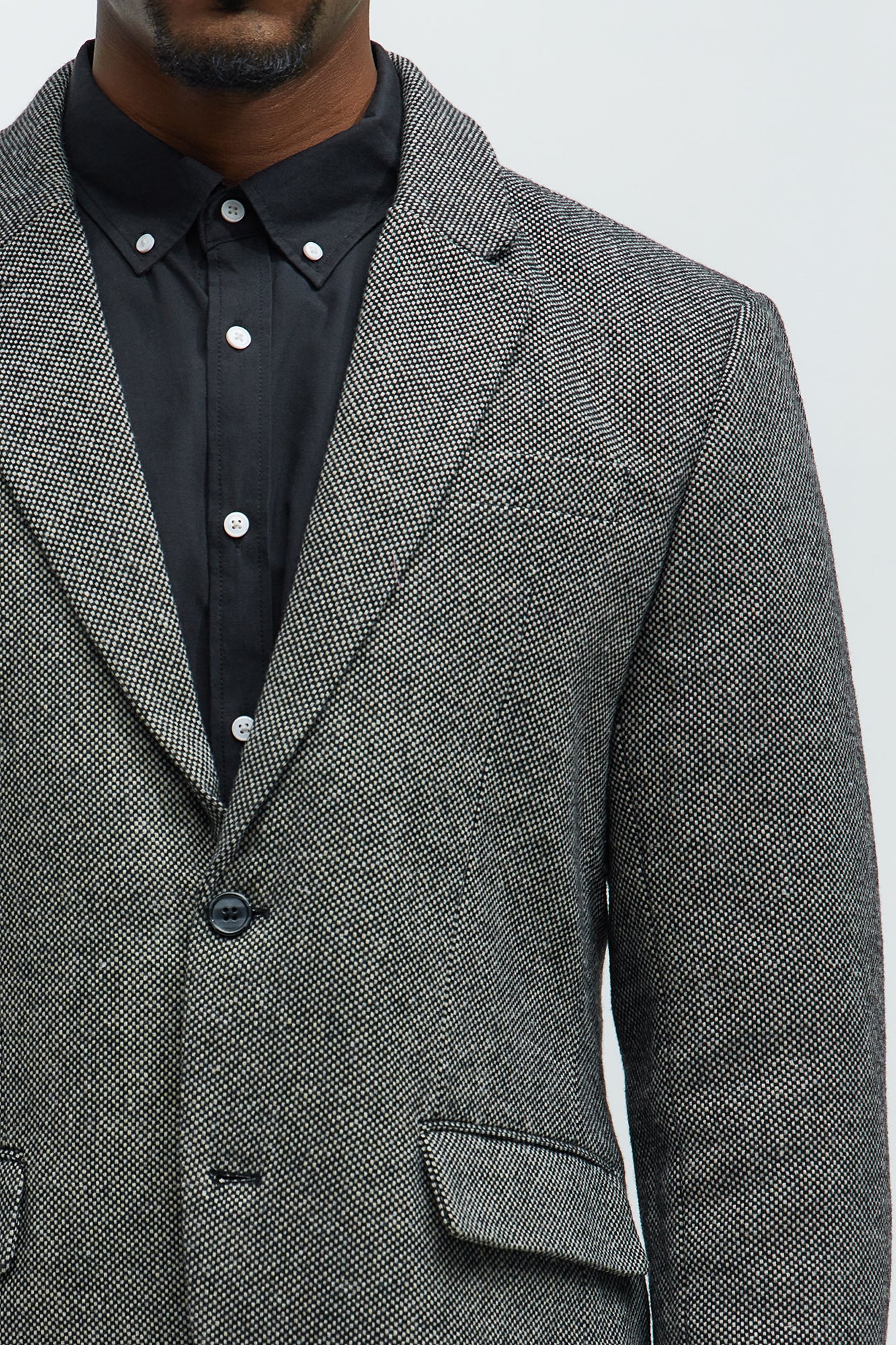 Hancock Tweed Textured Blazer - Charcoal - Image 4