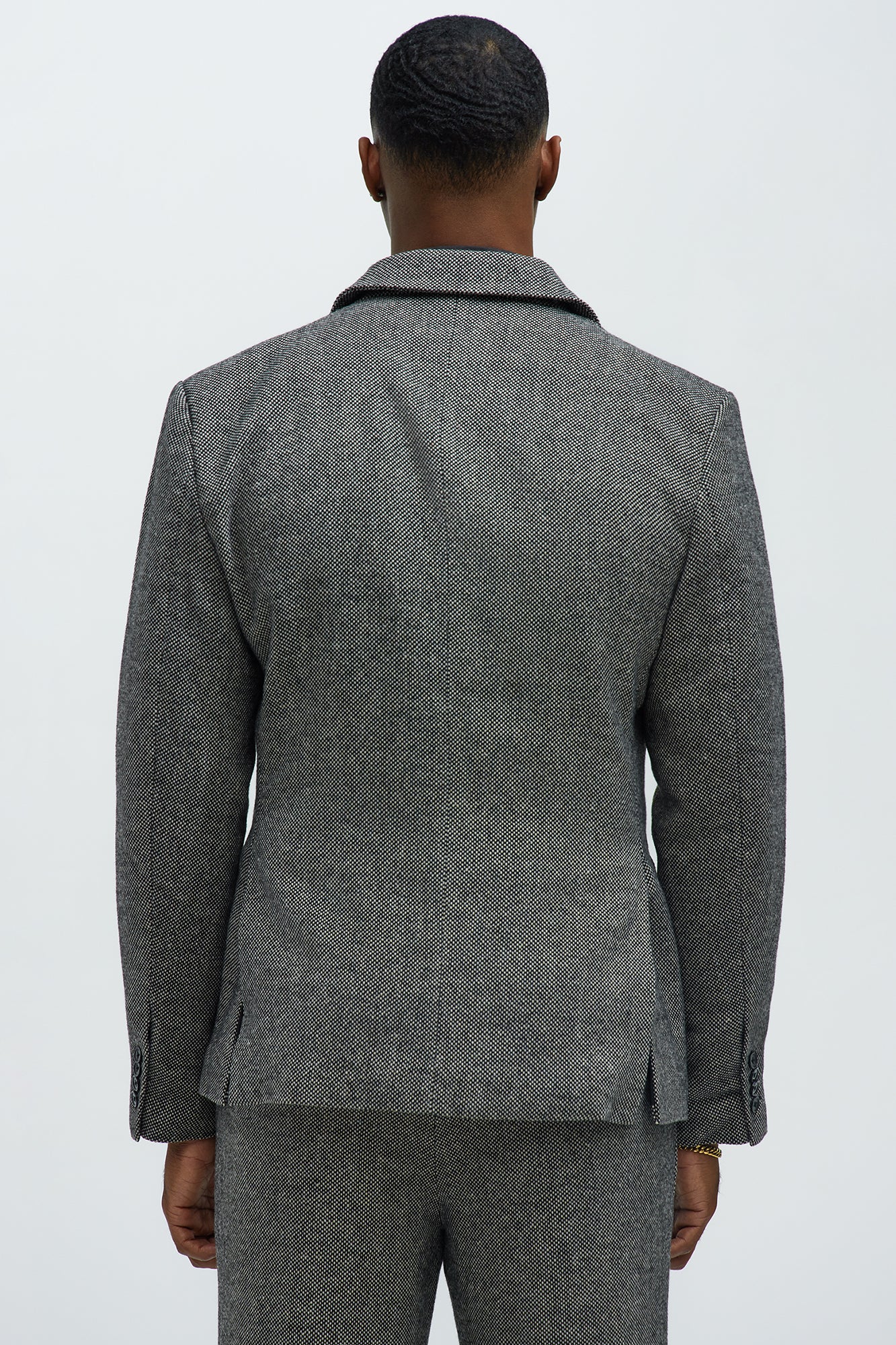 Hancock Tweed Textured Blazer - Charcoal - Image 5
