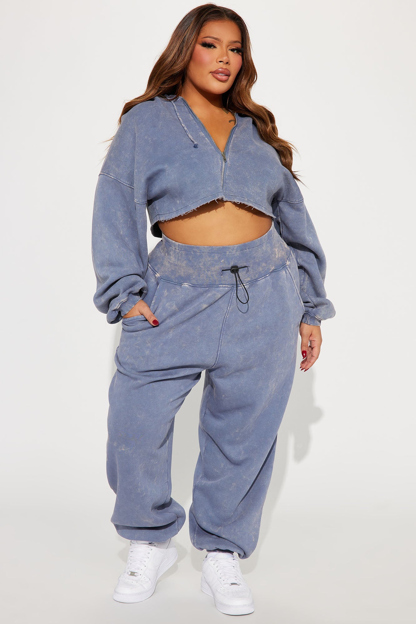 Tamara Washed Jogger Set - Slate Blue - Image 4